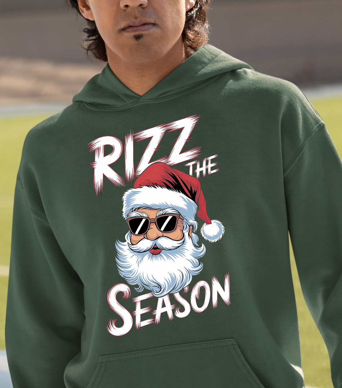 Rizz the Seasonn Santa Sunglasses – Christmas Santa Glasses, Funny Holiday Fashion Accessory, Festive Seasonal Gift Idea, Cozy Cheer Hoodie