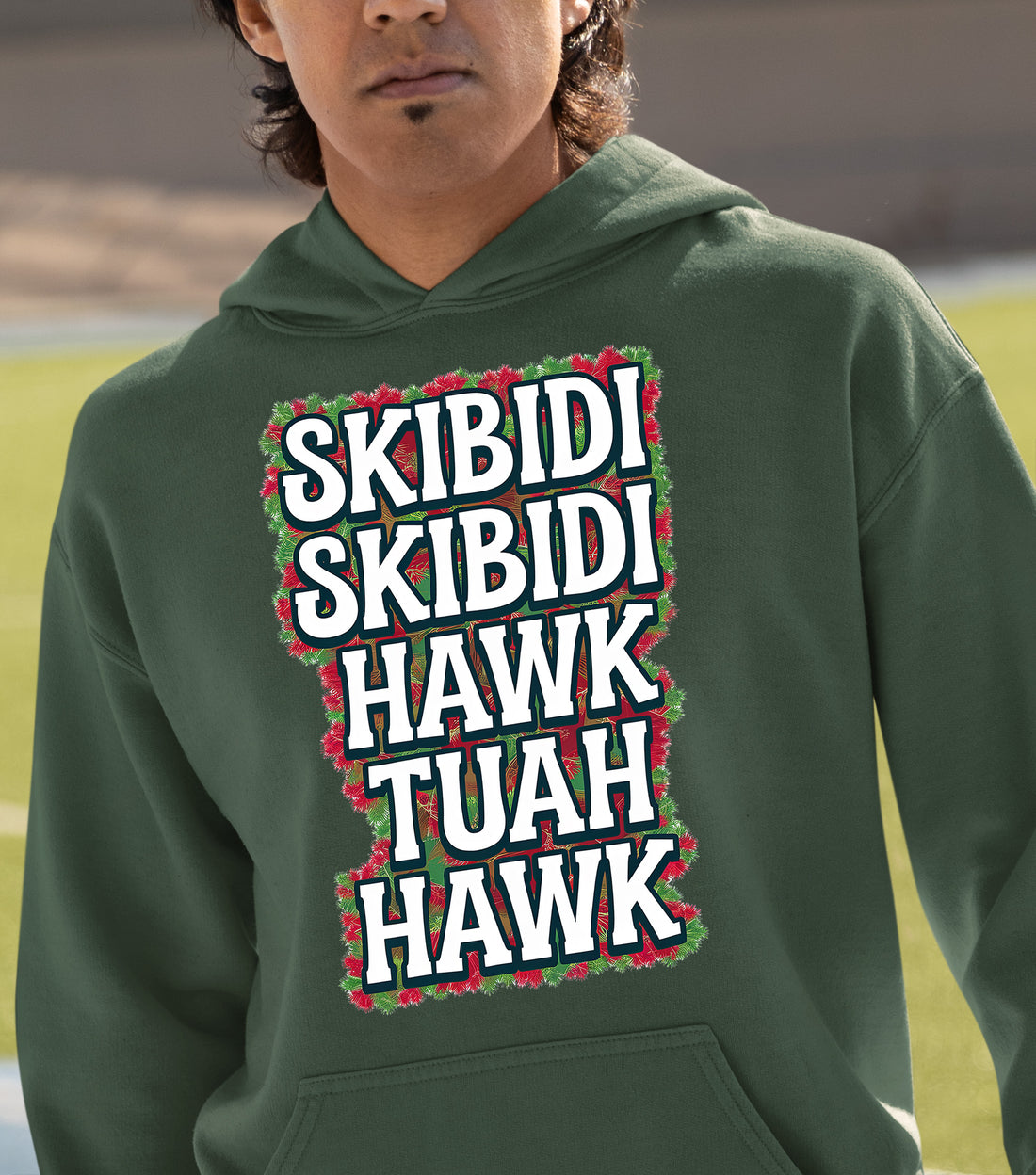 Christmas Skibidi Skibidi Hawk Tuah Hawk Art - Festive Holiday Scene for Gifts, Unique Cheer, Seasonal Pixel Masterpiece Hoodie