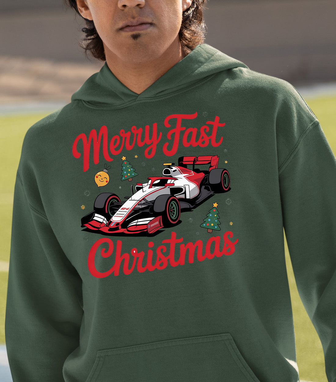 Merry Fast Christmas - Festive Holiday Theme for Winter Wear, Cozy Red & Green Vibes, Seasonal Gift Idea Hoodie