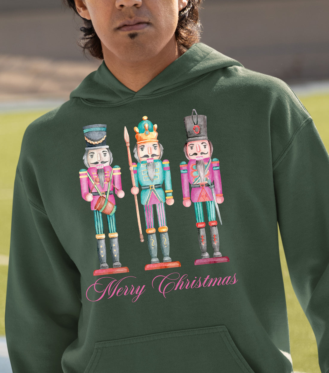 Merry Christmas Statues - Handcrafted Resin Figures for Holiday Collectibles and Display Hoodie