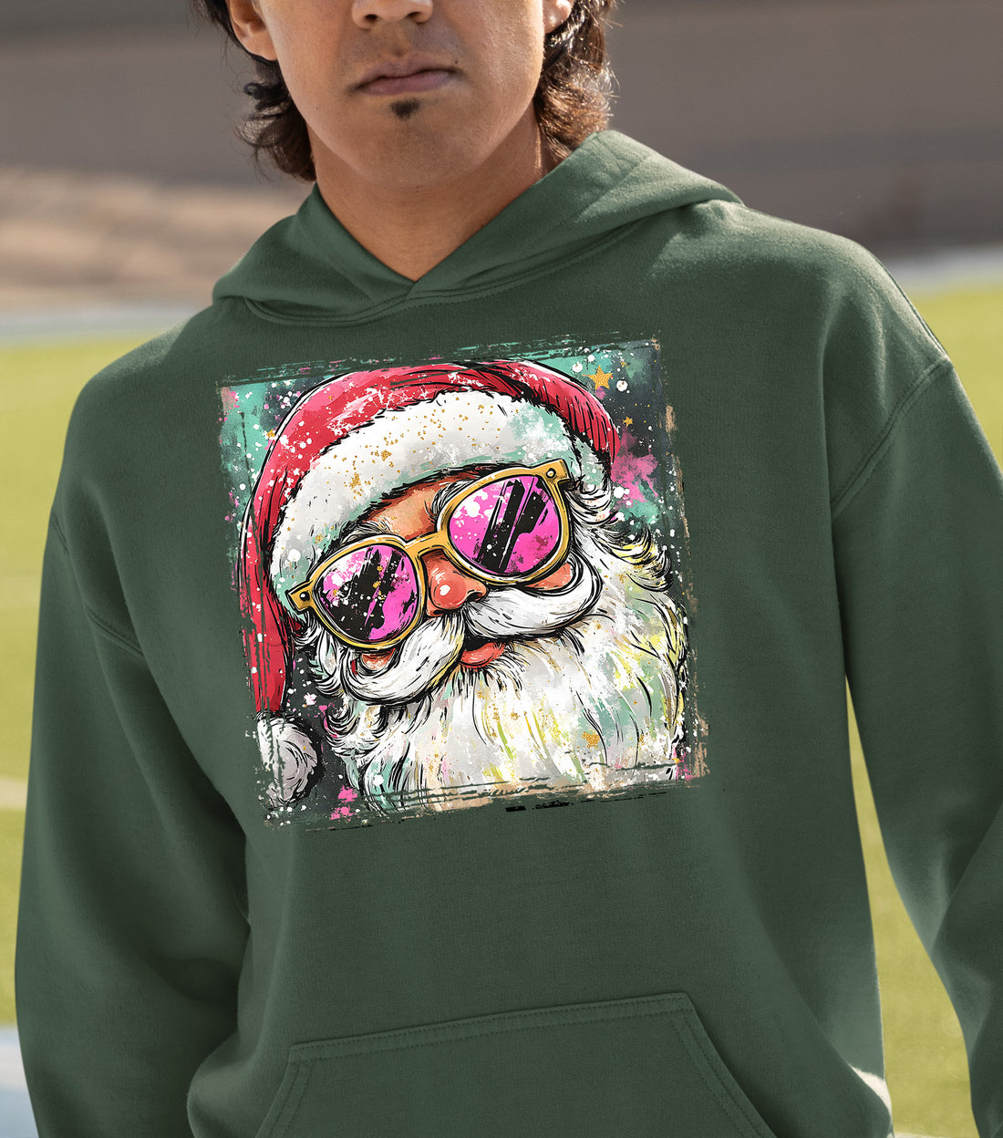 Cool Santa Christmas Art, Whimsical Santa Claus for Holiday Gift Ideas, Festive Collector Piece, Handmade Holiday Joy Hoodie