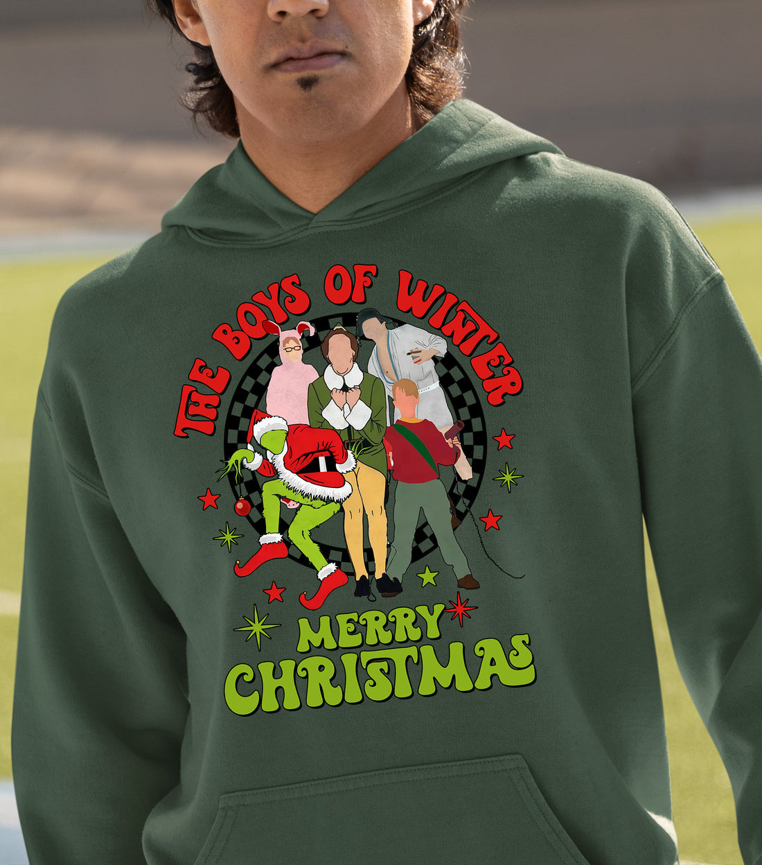 The Boys of Winter - Festive Christmas Theme for Him, Snowy Night Spirit, Holiday Gift Idea Hoodie