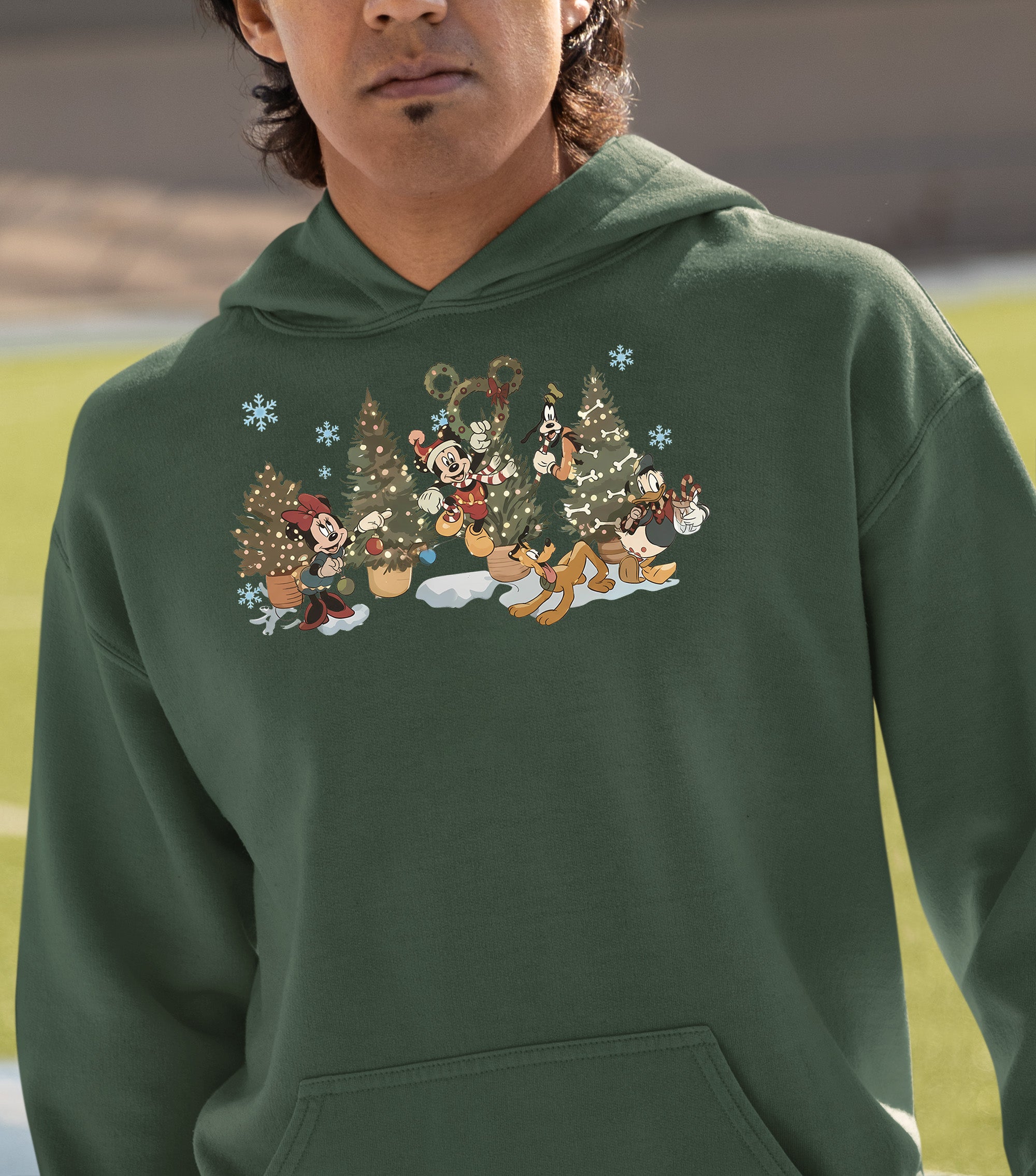 Vintage Christmas Fairytale Retro Style - Yuletide Nostalgia, Cozy Holiday Vintage Theme Hoodie
