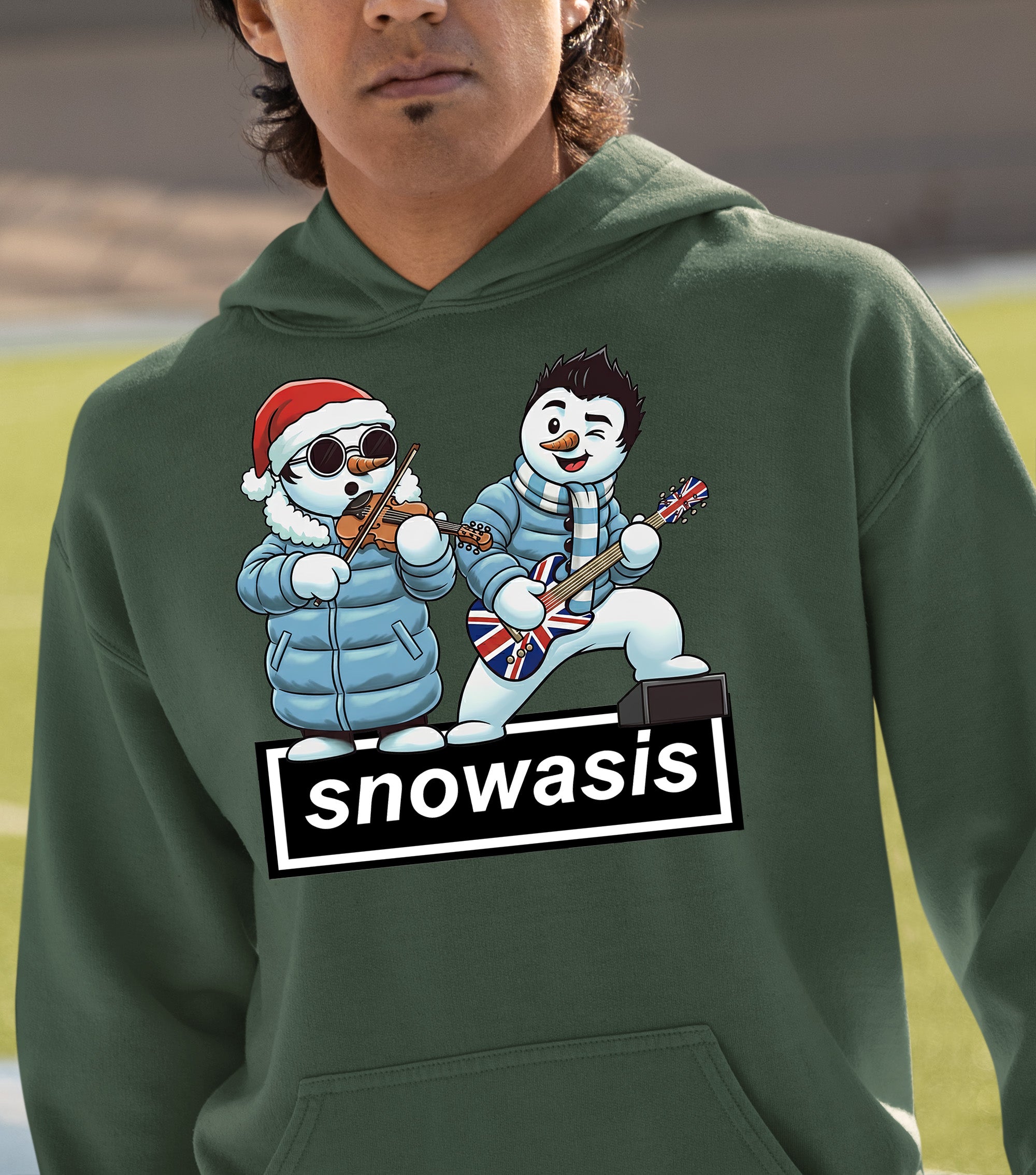 Snowasis Violin Gutar Winking Christmas Charm - Festive Music Gift Hoodie