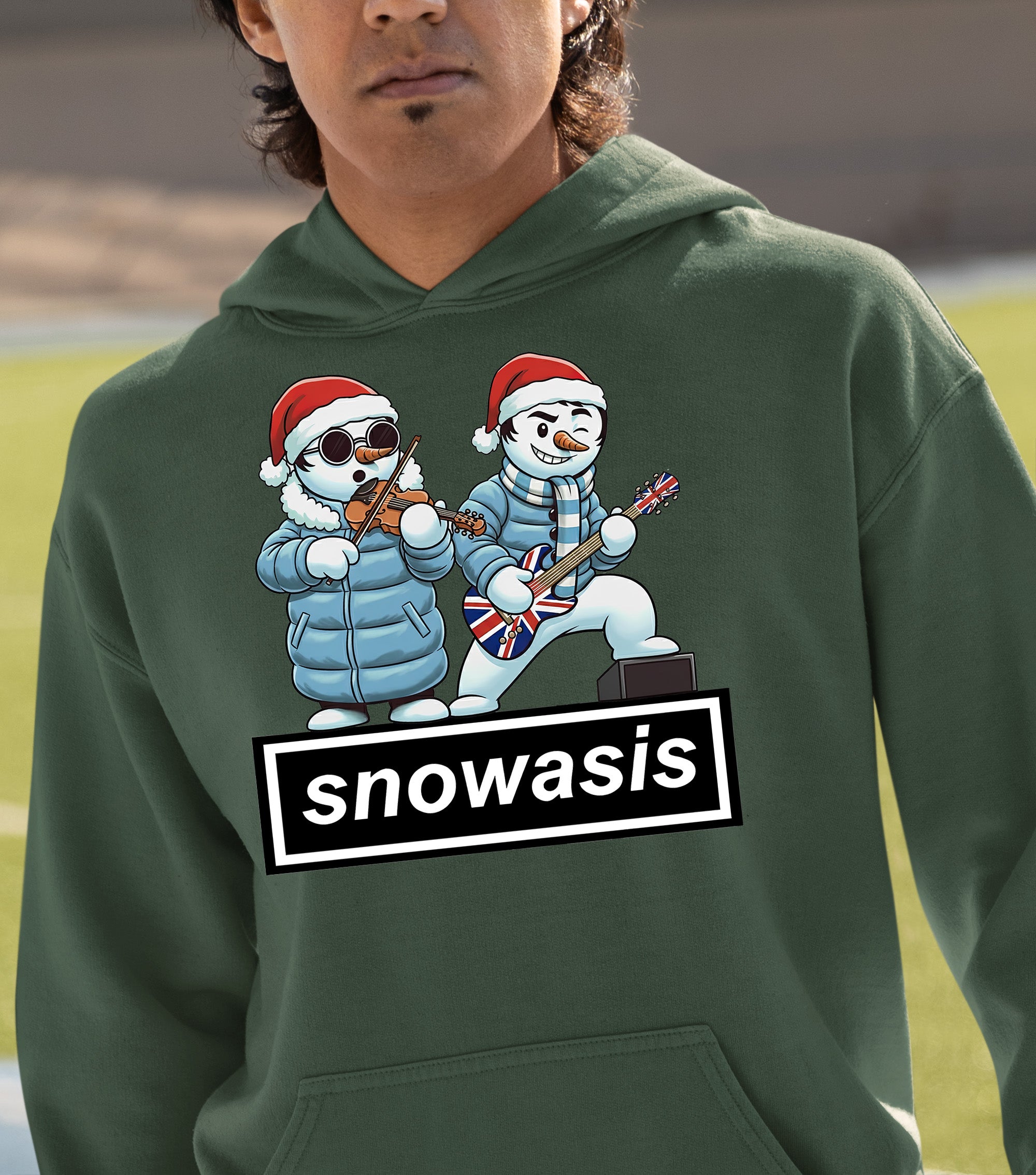 Snowasis Guitar and Violin Christmas Theme - Festive Gift for Music Lovers, Holiday Cheer, Unique Seasonal Accessory Hoodie