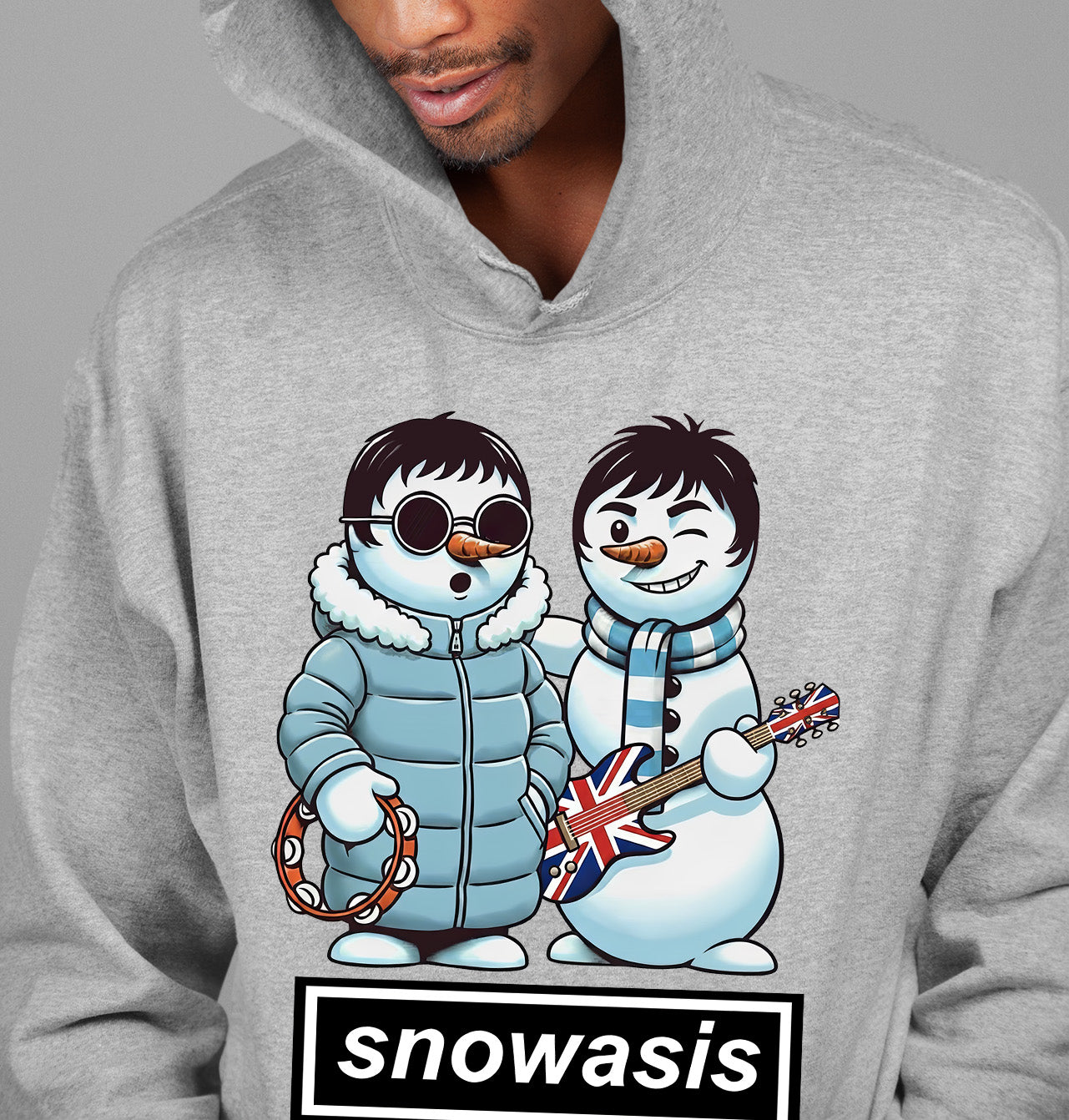 Snowasis Snowmen Guitar Christmas Charm - Whimsical Holiday Keepsake Hoodie