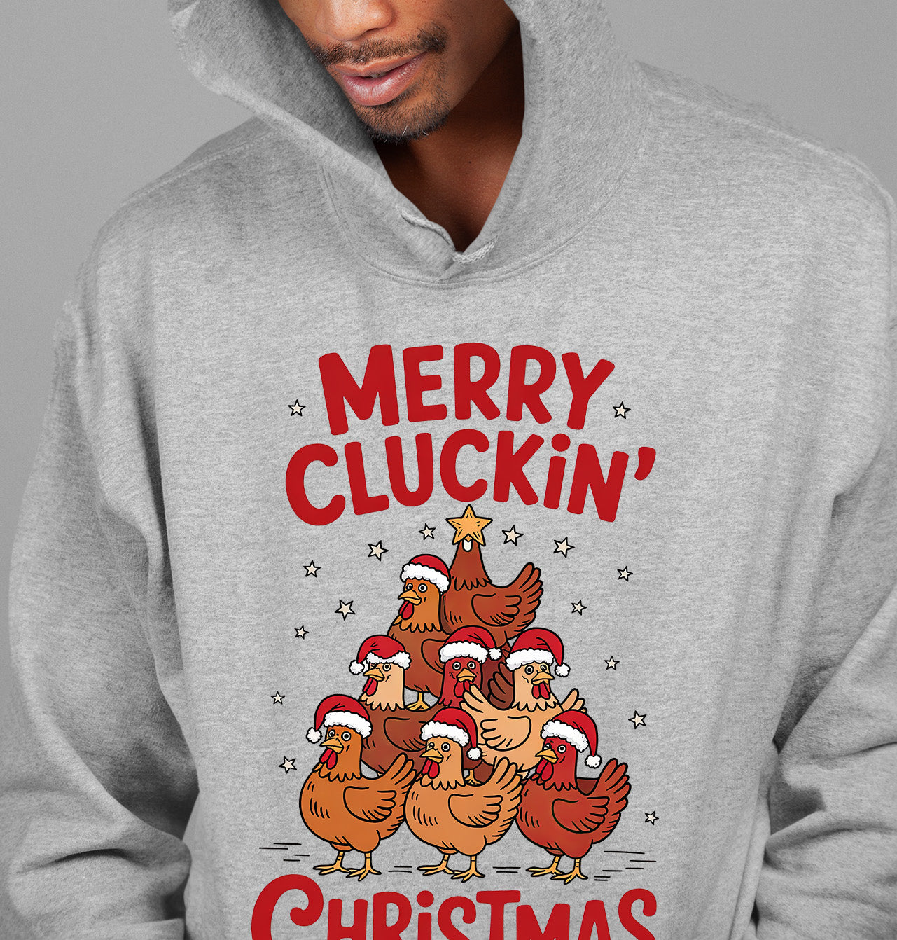 Merry Cluckin Christmas - Funny Chicken Holiday Gift for Bird Lovers - Festive Seasonal Humor & Cute Poultry Theme Hoodie