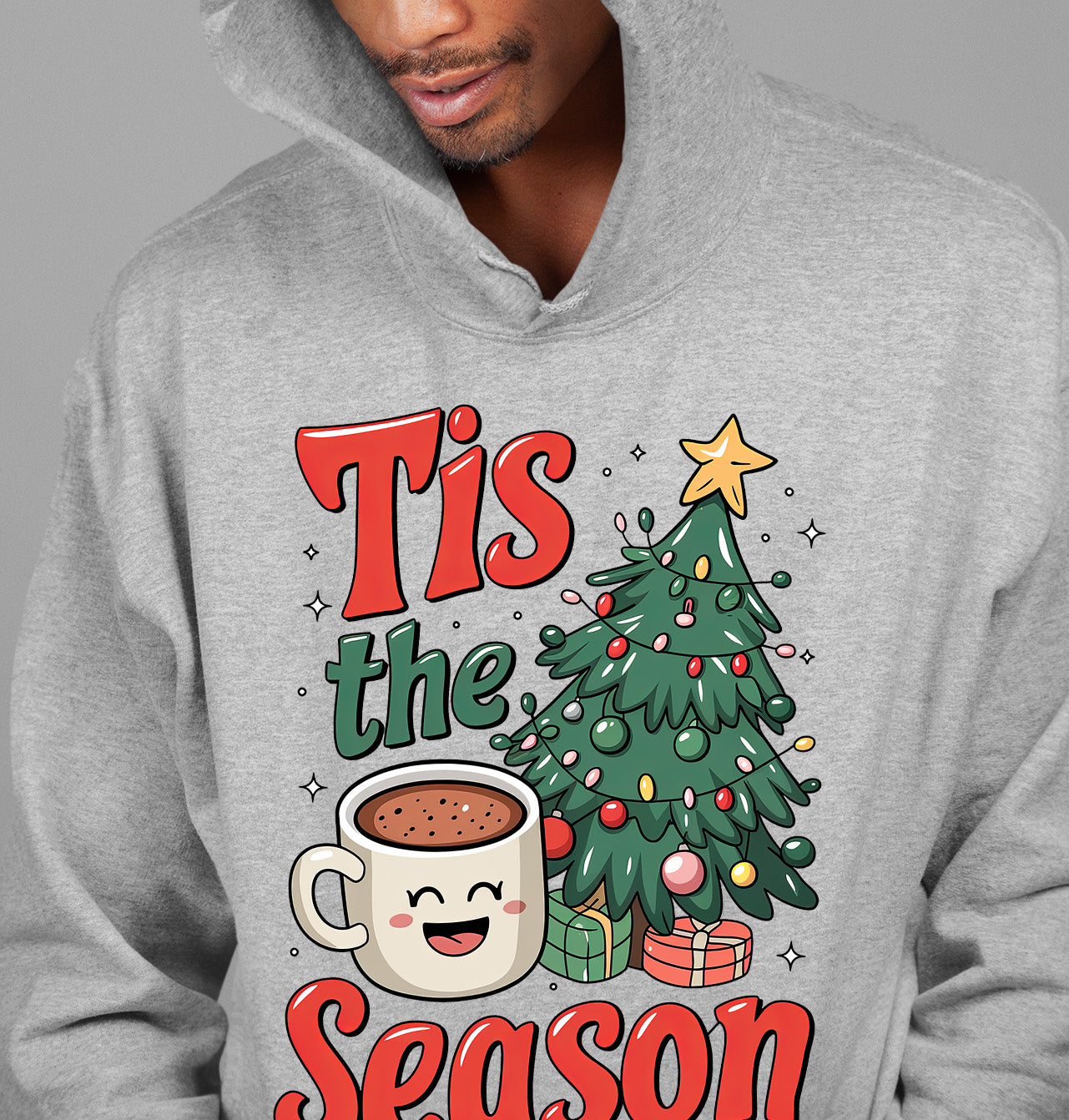 Tis the Season - Merry Christmas Village Scene - Cozy Winter Charm for Collectors, Handmade Gift for Holidays Hoodie