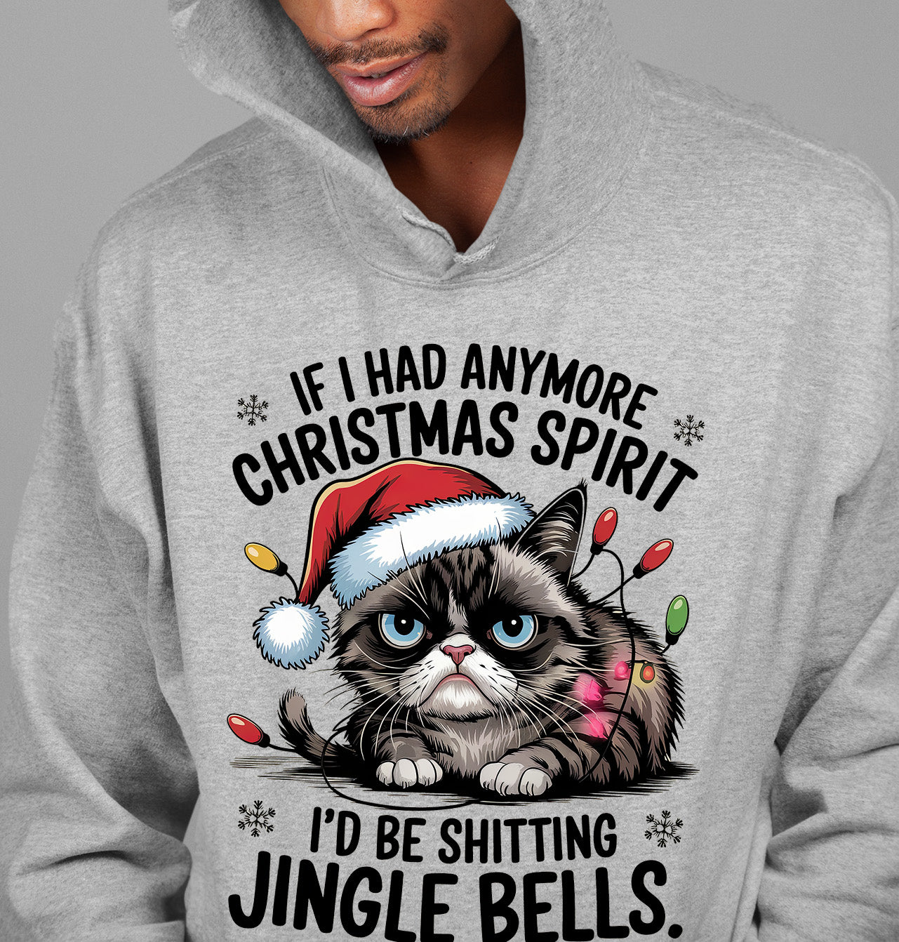 Christmas Spirit Cat Jingle Bells Gift for Cat Lovers, Festive Holiday Cheer Hoodie
