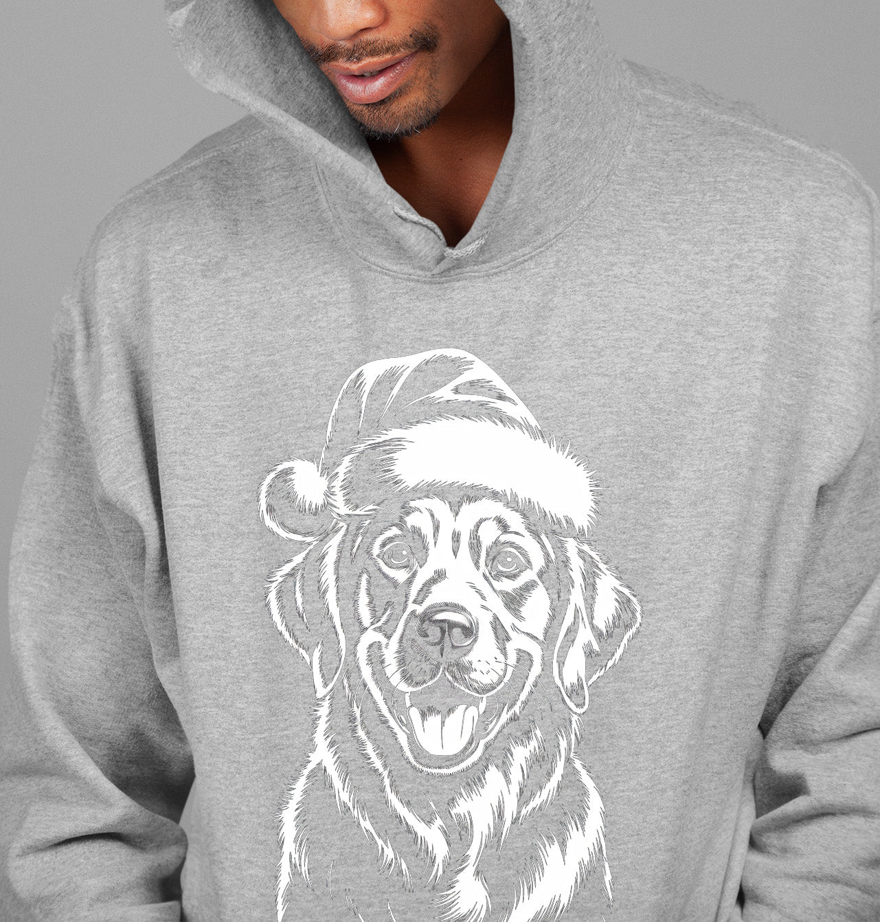 Christmas Dog Illustration for Pet Lovers – Festive Holiday Scene Gift Idea, Cozy Canine Portrait, Seasonal Cheer Hoodie