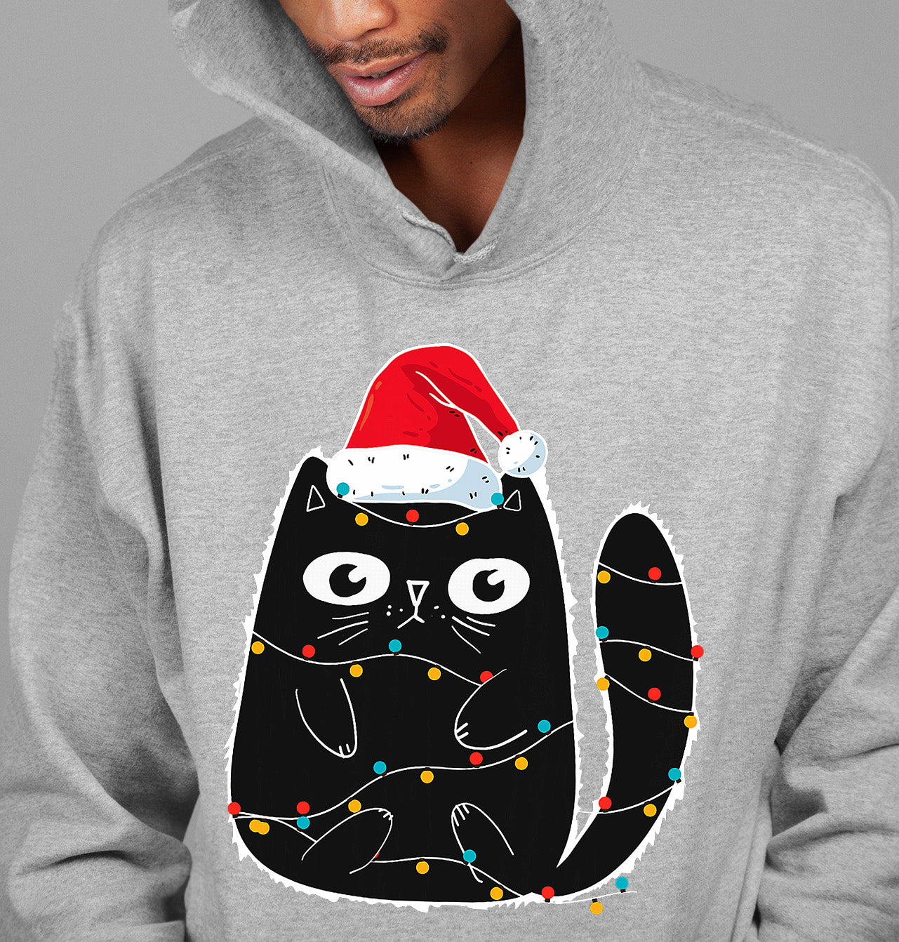 Cute Cat in Santa Hat - Christmas Feline Themed Gift for Holidays Hoodie