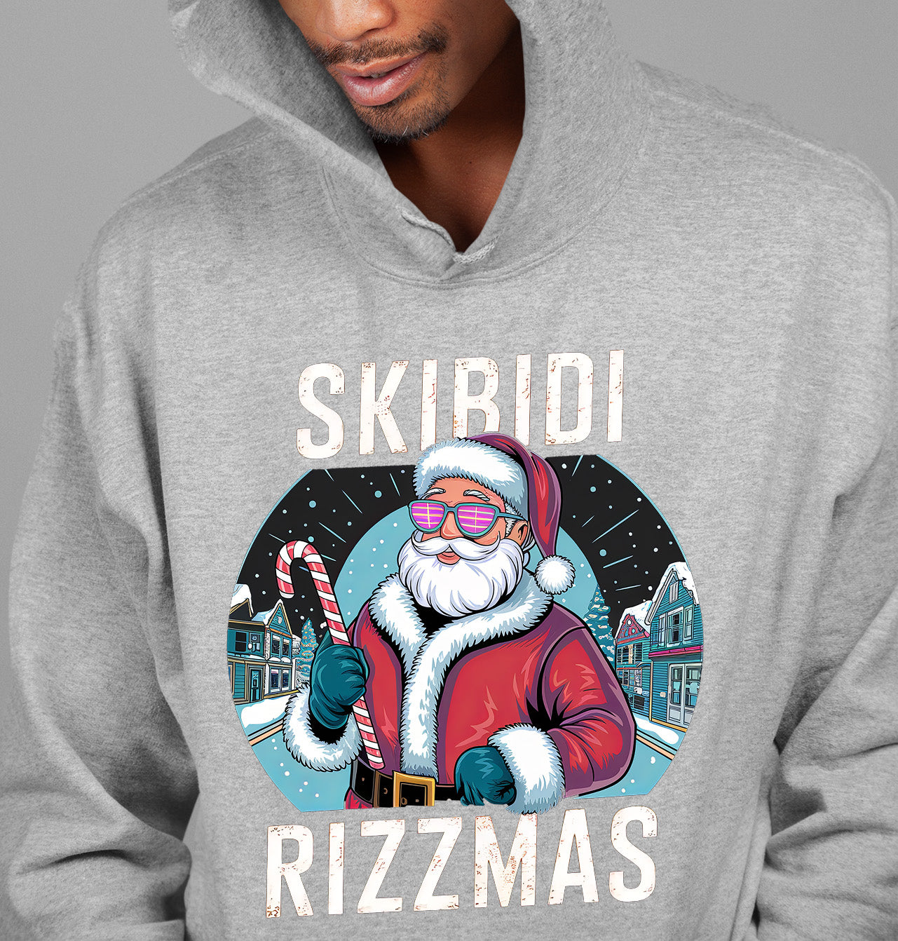 Skibidi Rizzman Santa Christmas Edition - Hilarious Pop Culture Gift Idea for Holidays, Festive Cheer Hoodie