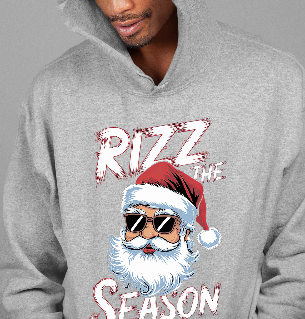 Rizz the Seasonn Santa Sunglasses – Christmas Santa Glasses, Funny Holiday Fashion Accessory, Festive Seasonal Gift Idea, Cozy Cheer Hoodie