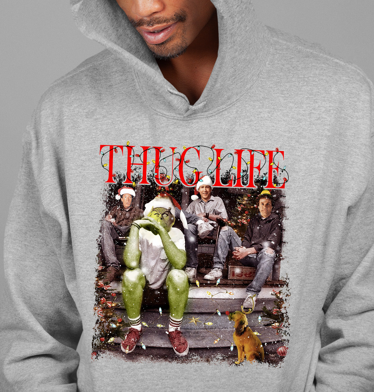 Christmas Thug Life Grinch Porch Sign - Funny Grinch Themed Holiday Welcome for Porch Hoodie