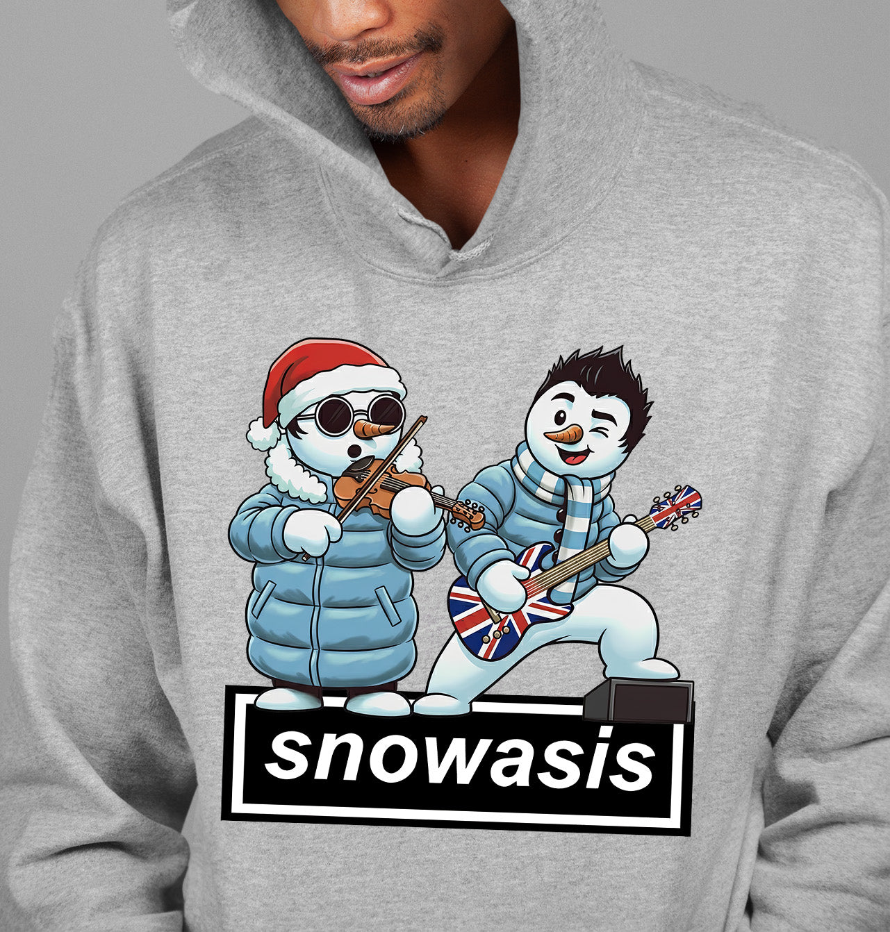 Snowasis Violin Gutar Winking Christmas Charm - Festive Music Gift Hoodie