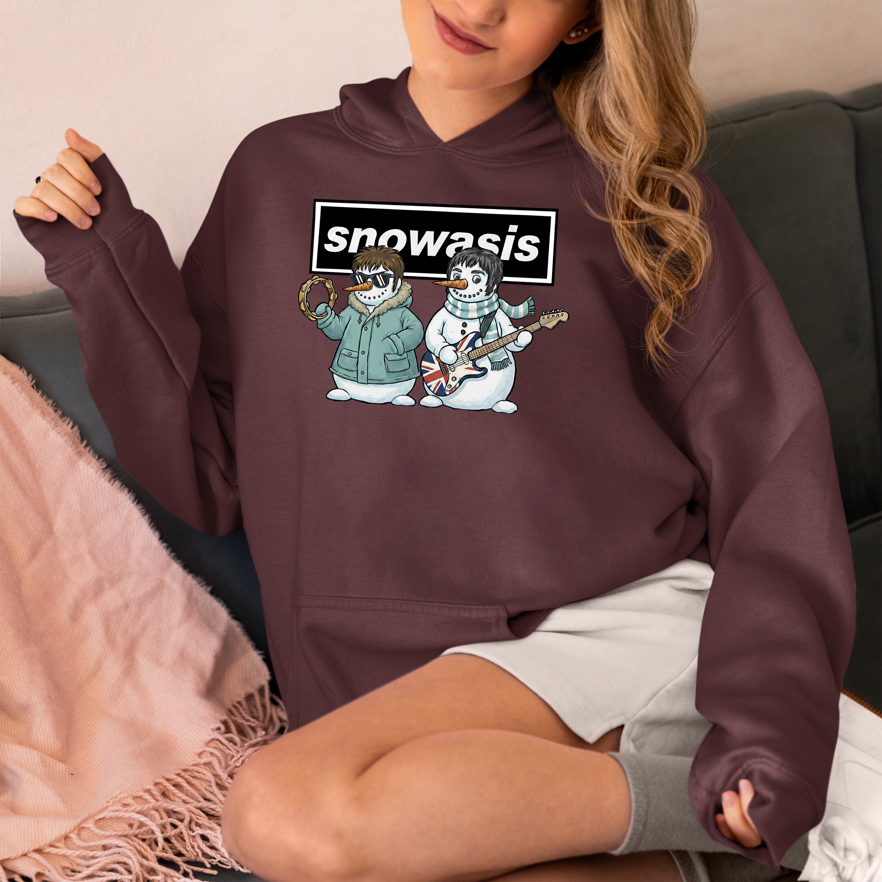 Snowasis Snowmen Guitar Christmas Keepsake - Handmade Whimsical Holiday Sculpture Gift Idea Hoodie