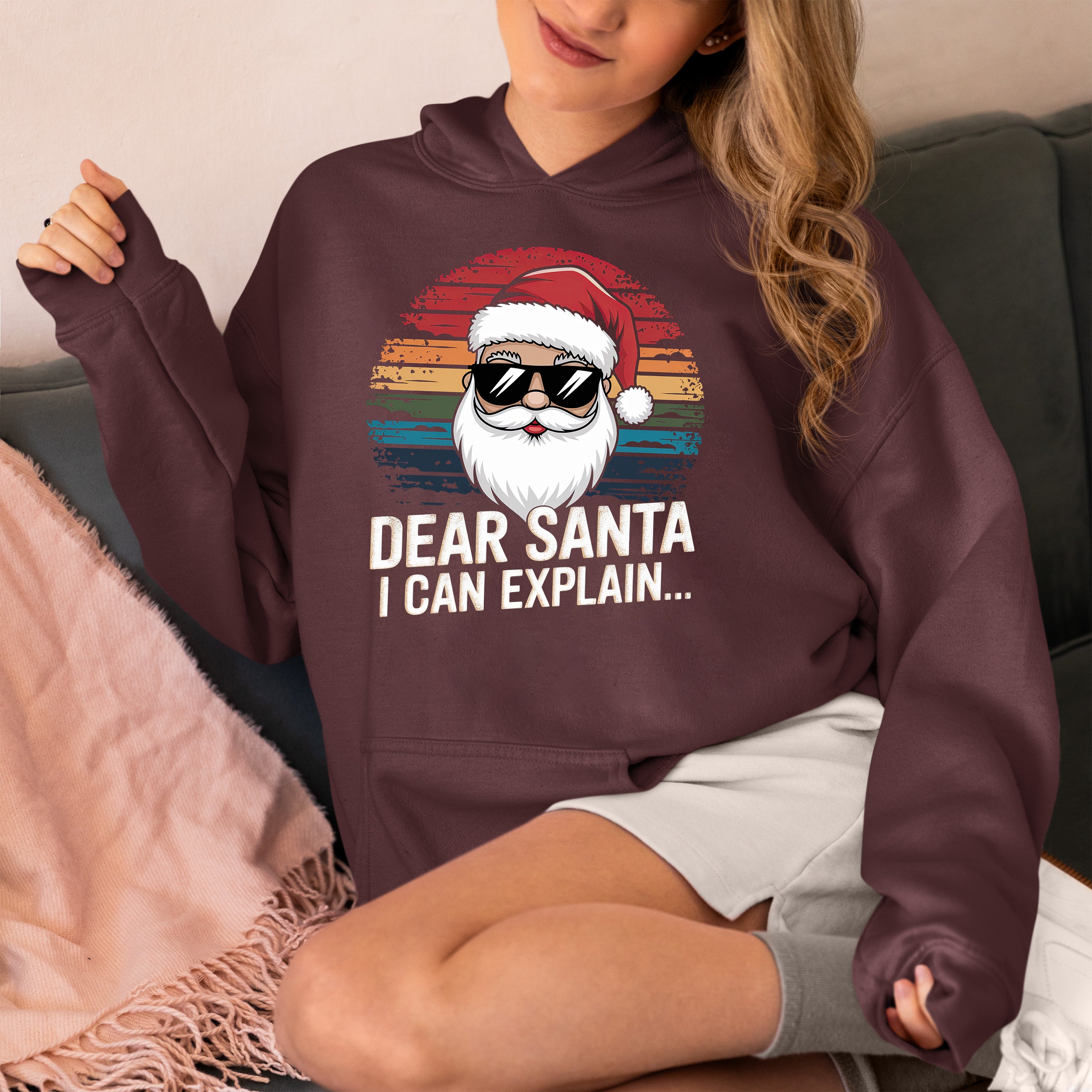 Dear Santa I Can Explain - Funny Christmas Gift Quote for Holiday Cheer & Santa Humor Hoodie