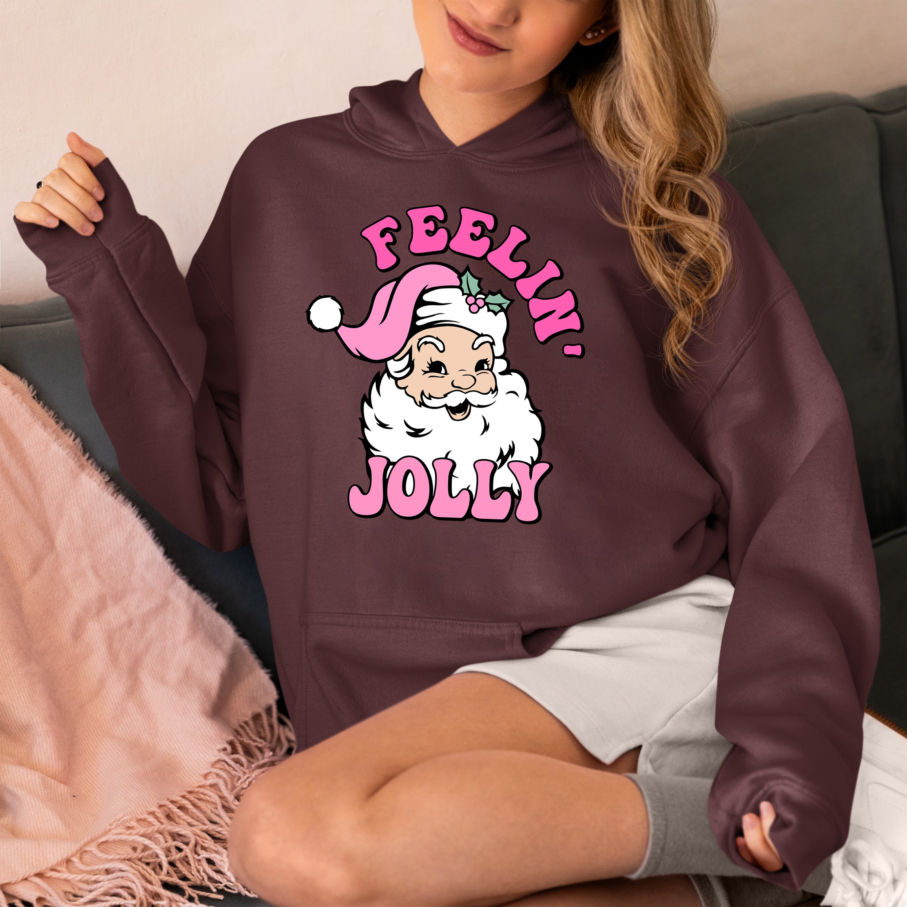 Feelin Jolly Christmas Theme for Festive Lovers - Cozy Seasonal Gift Idea Hoodie