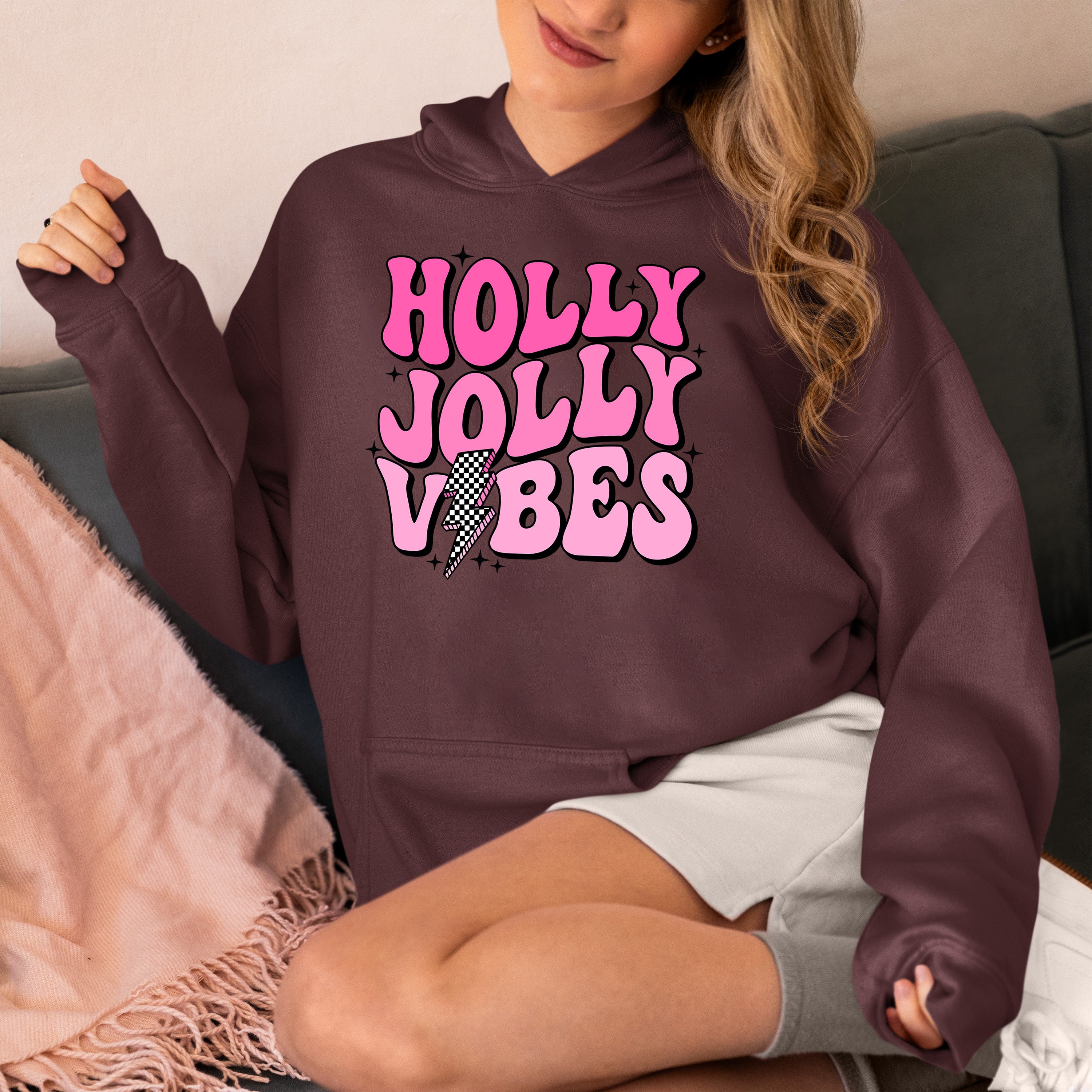 Holly Jolly Vibes Christmas Mood - Festive Seasonal Cheer, Cozy Holiday Spirit, Gift Idea for Winter Nights Hoodie
