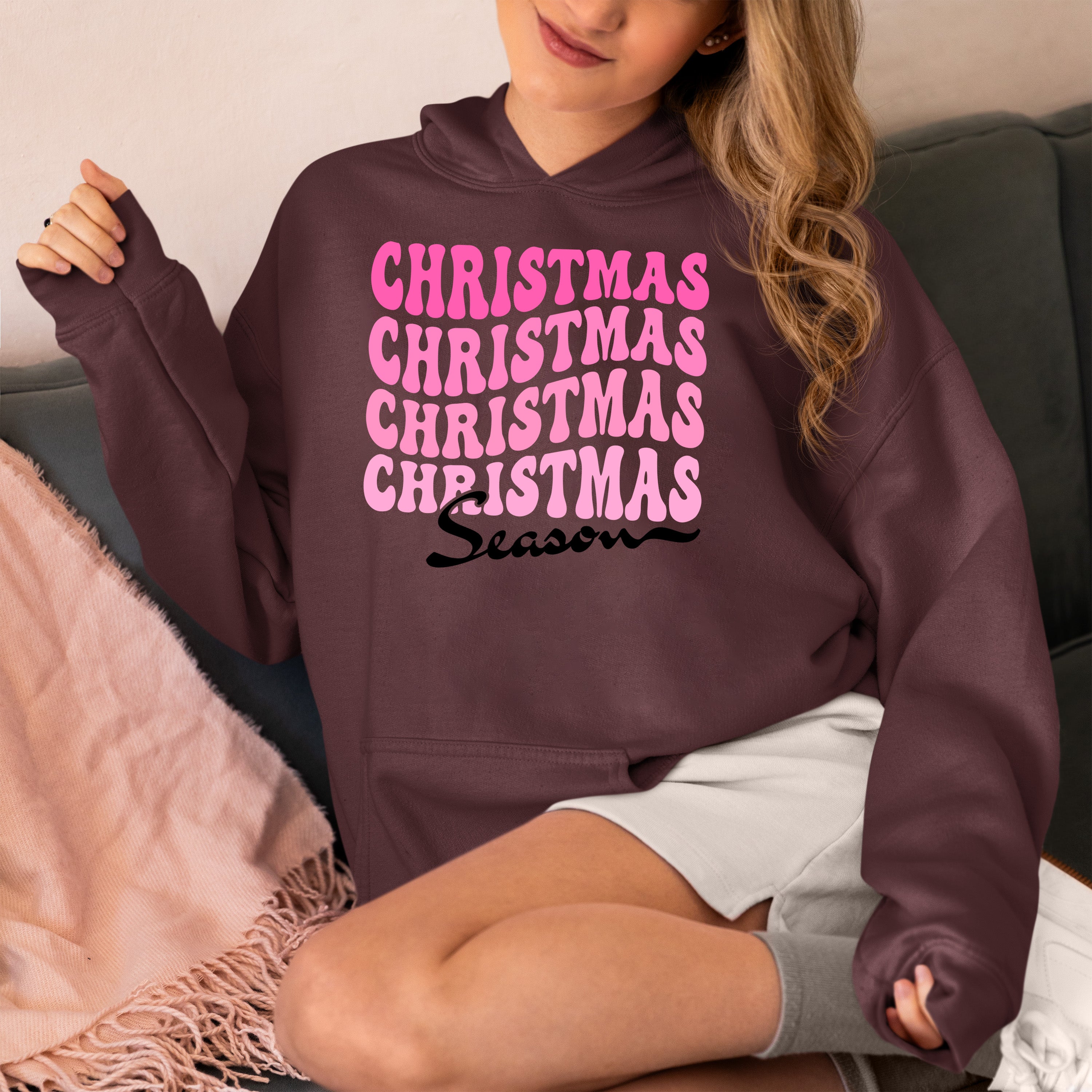 Christmas Season Inspired Artwork for Holiday Home | Festive Canvas Art Gift Idea Hoodie
