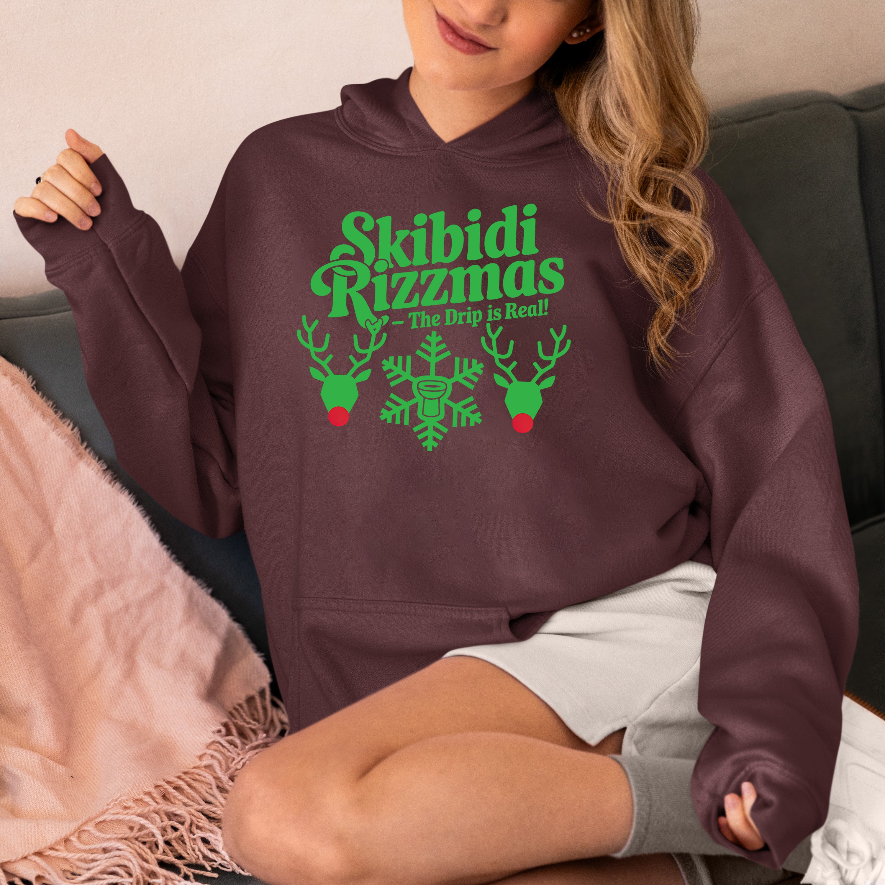 Skibidi Rizzman Christmas Character - Festive Holiday Cheer for Fans, Whimsical Seasonal Gift Idea Hoodie
