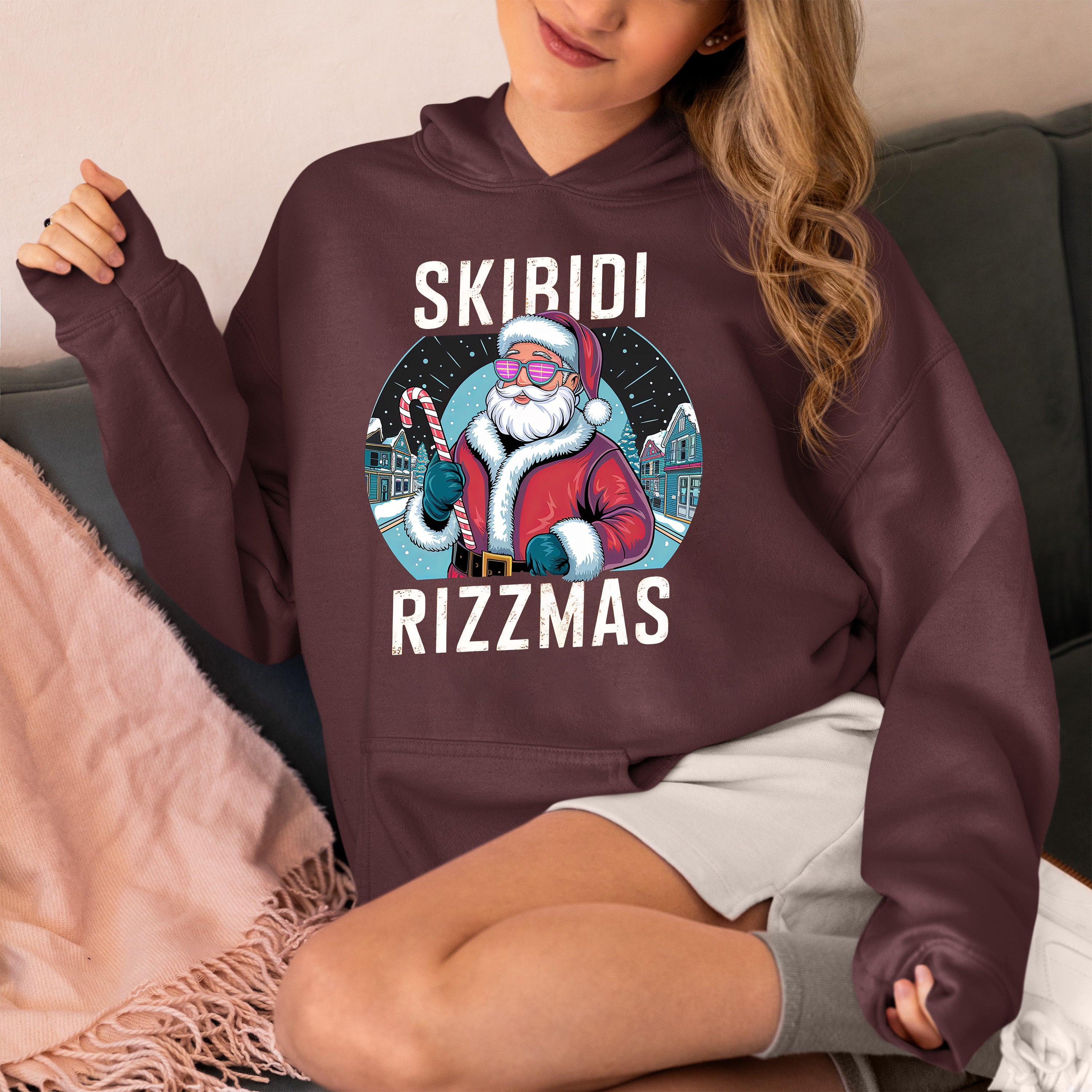 Skibidi Rizzman Santa Christmas Edition - Hilarious Pop Culture Gift Idea for Holidays, Festive Cheer Hoodie
