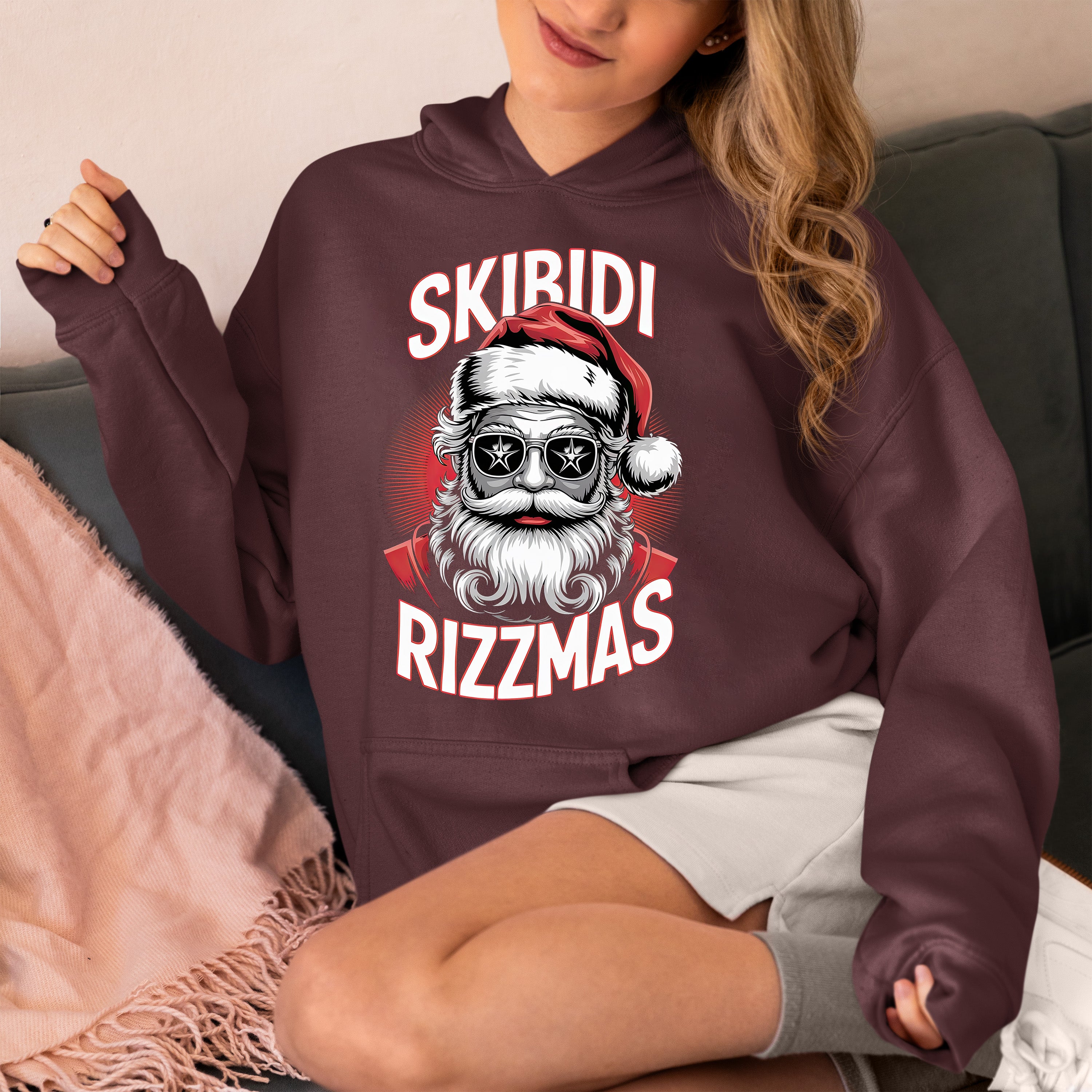 Skibidi Rizzmass Grovey Santa Christmas Spirit Gift Idea for Pop Culture Fans Hoodie
