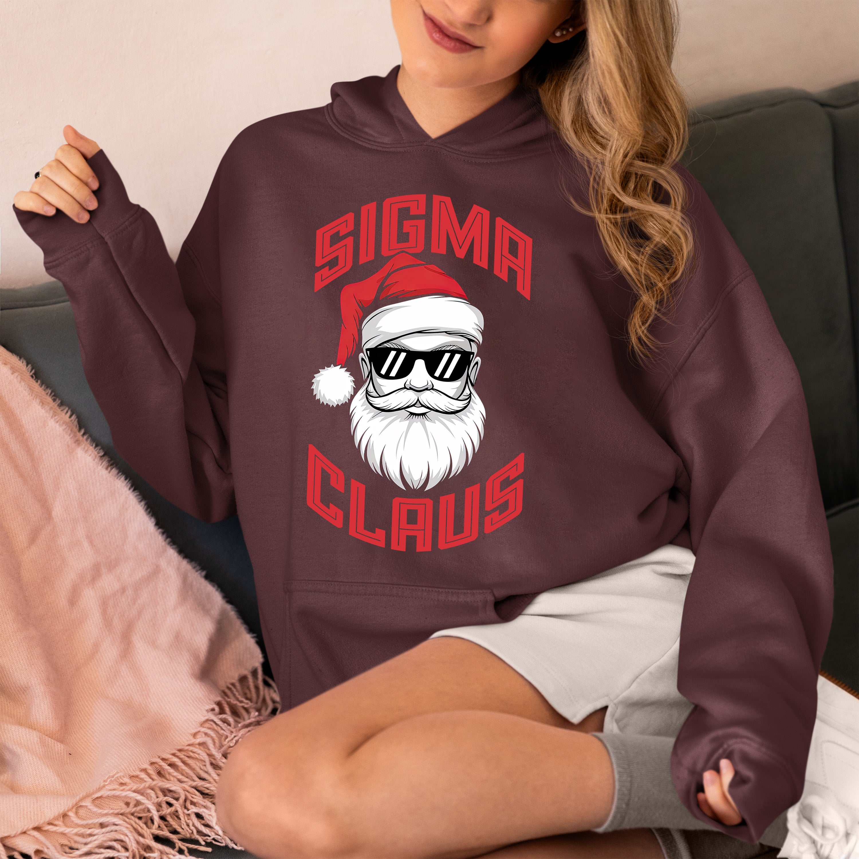Sigma Claus Christmas Santa Illustration - Festive Holiday Artwork for Seasonal Cheer Hoodie