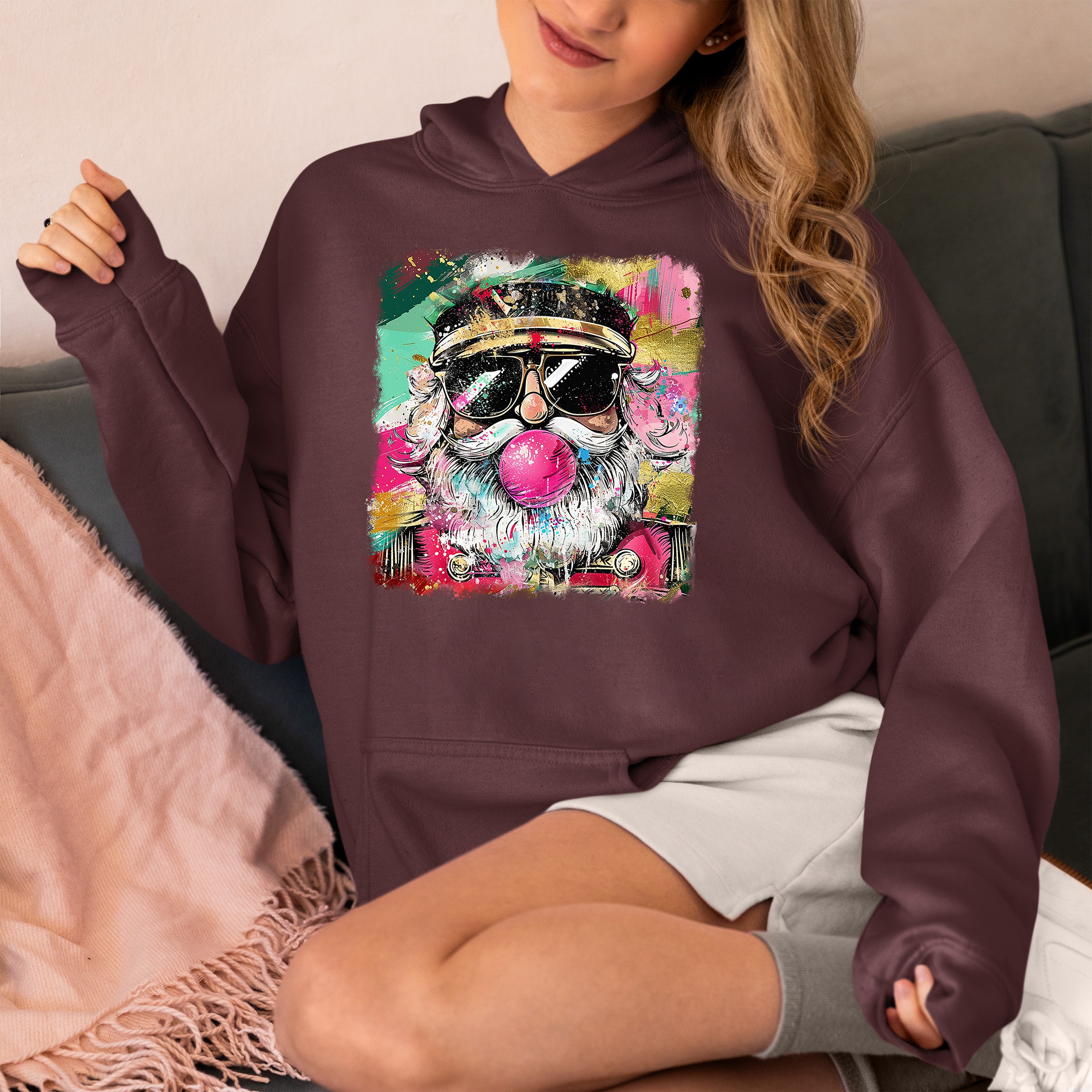 Santa Bubblegum Christmas Collectible - Holiday Gift for Santa Lovers, Festive Seasonal Item Hoodie