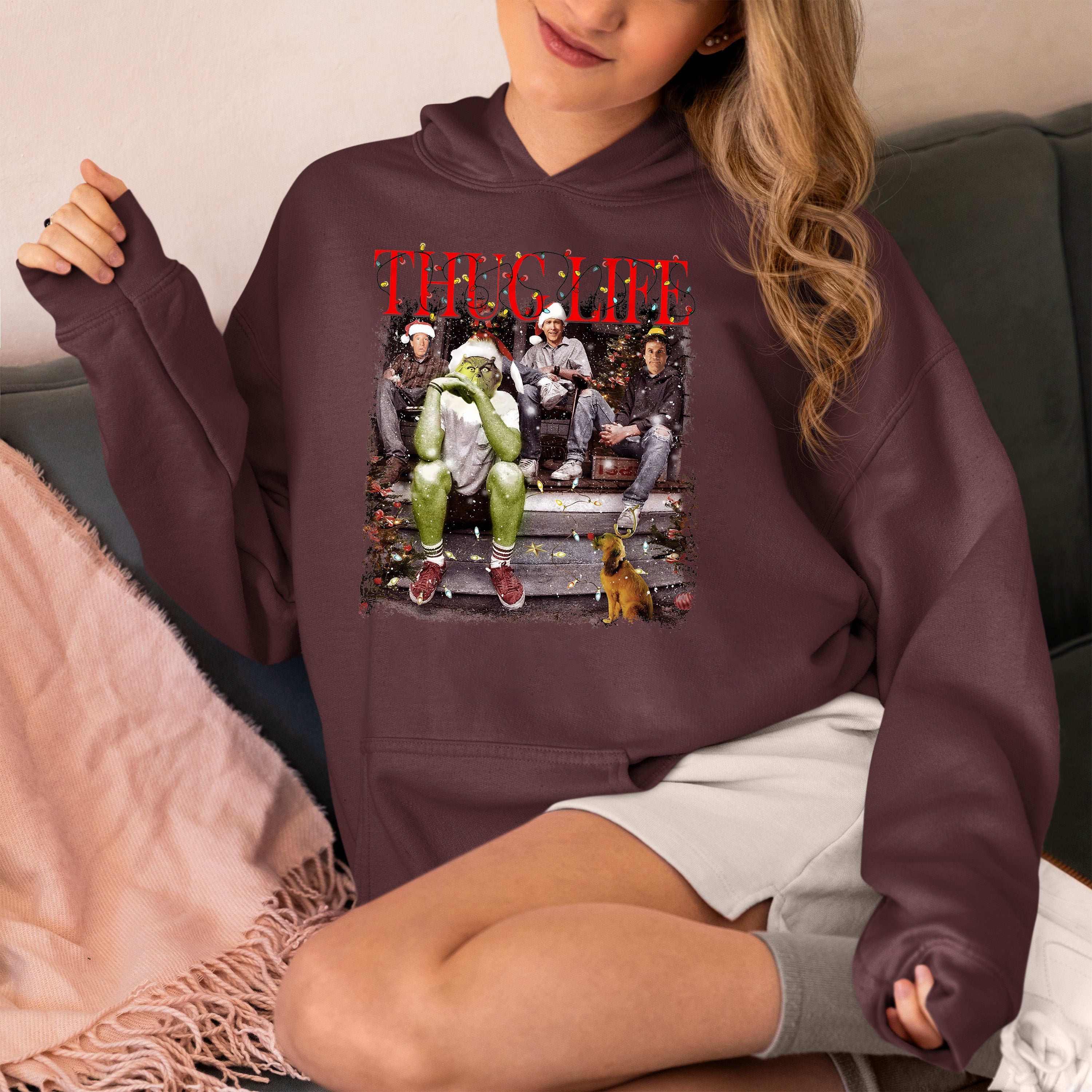 Christmas Thug Life House - Handmade Holiday Home Accent, Rustic Festive Gift Idea for Fans, Unique Xmas Keepsake Hoodie