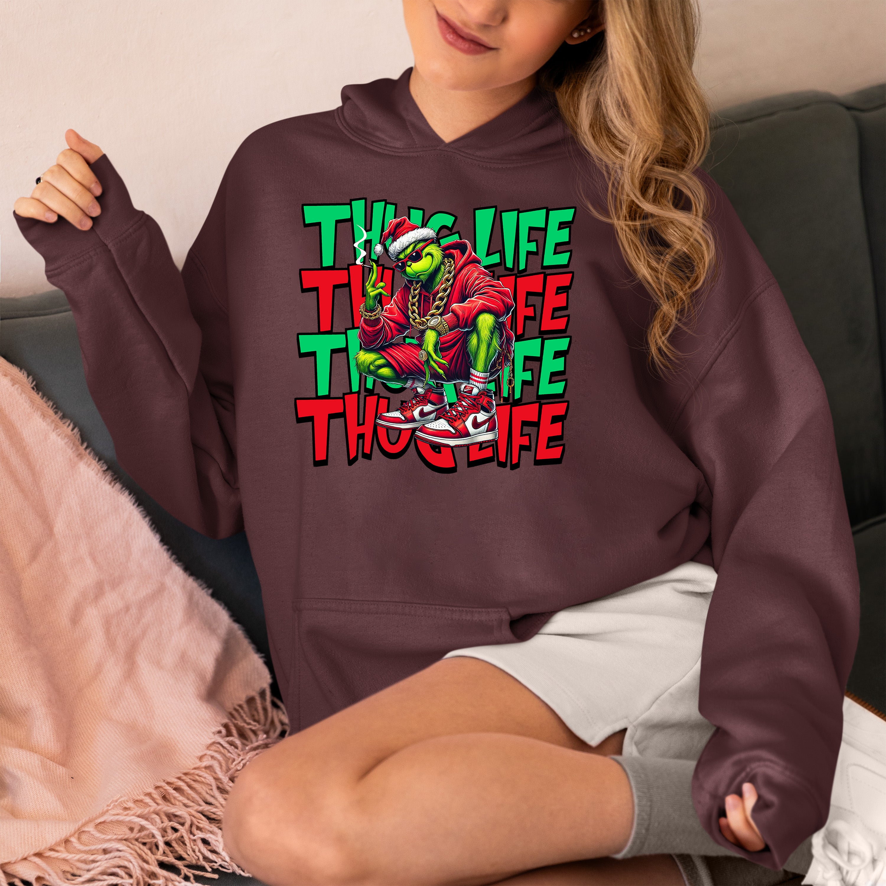 Christmas Thug Life x3 Graphic Artwork – Festive Holiday Humor for the Season Hoodie
