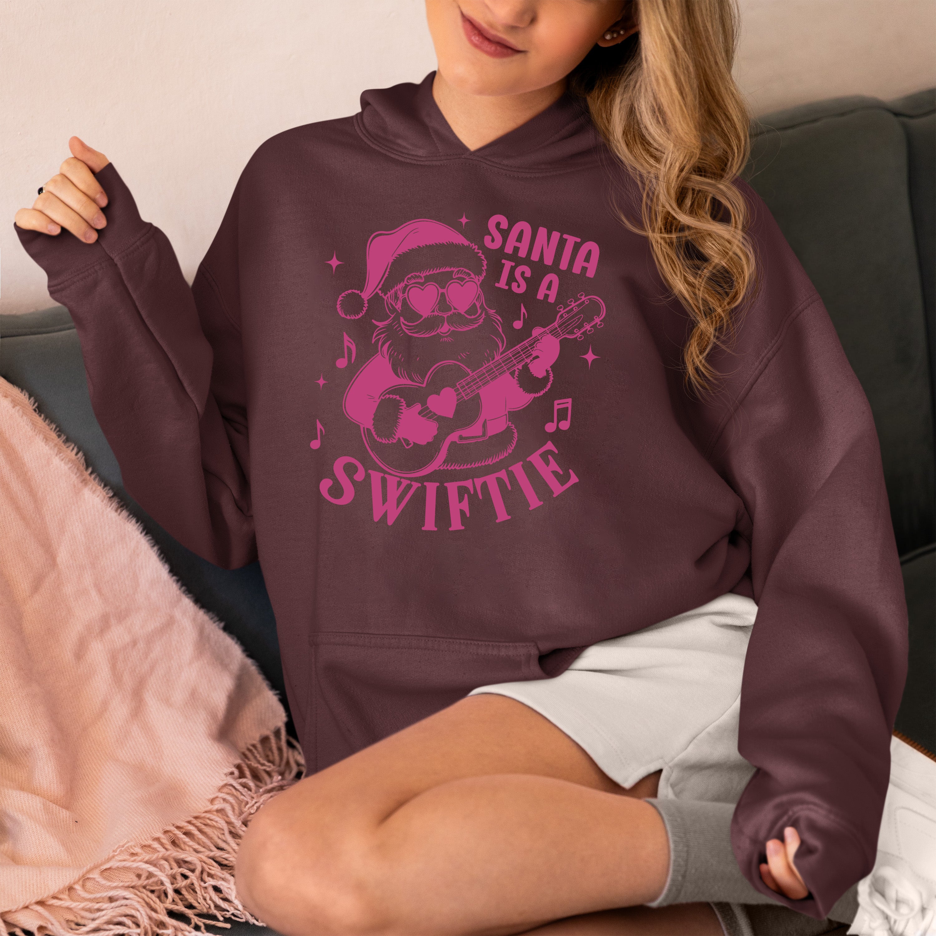 Santa is a Swiftie Christmas Gift Idea for Music Lovers - Festive Santa Theme, Holiday Joy Hoodie