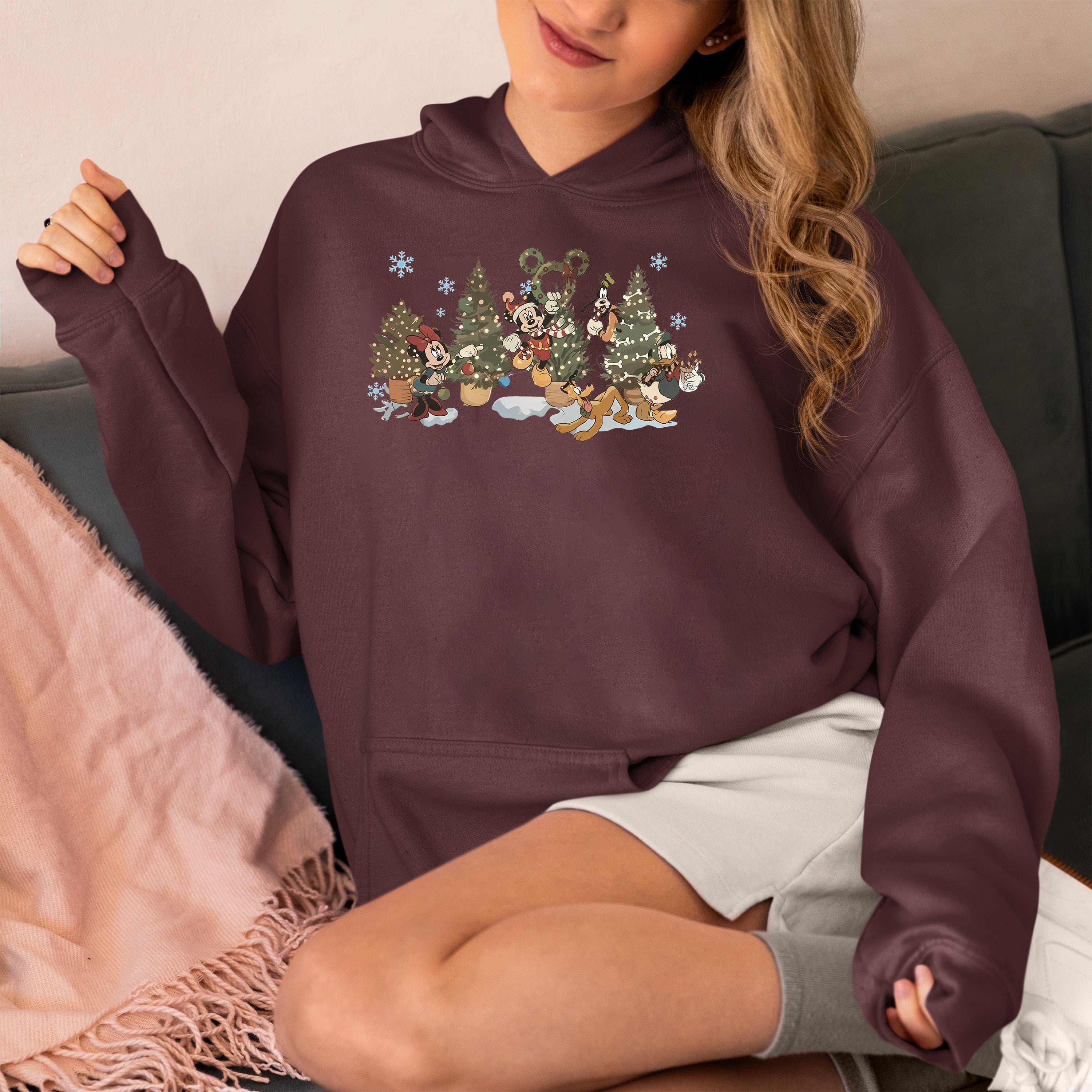 Vintage Christmas Fairytale Retro Style - Yuletide Nostalgia, Cozy Holiday Vintage Theme Hoodie