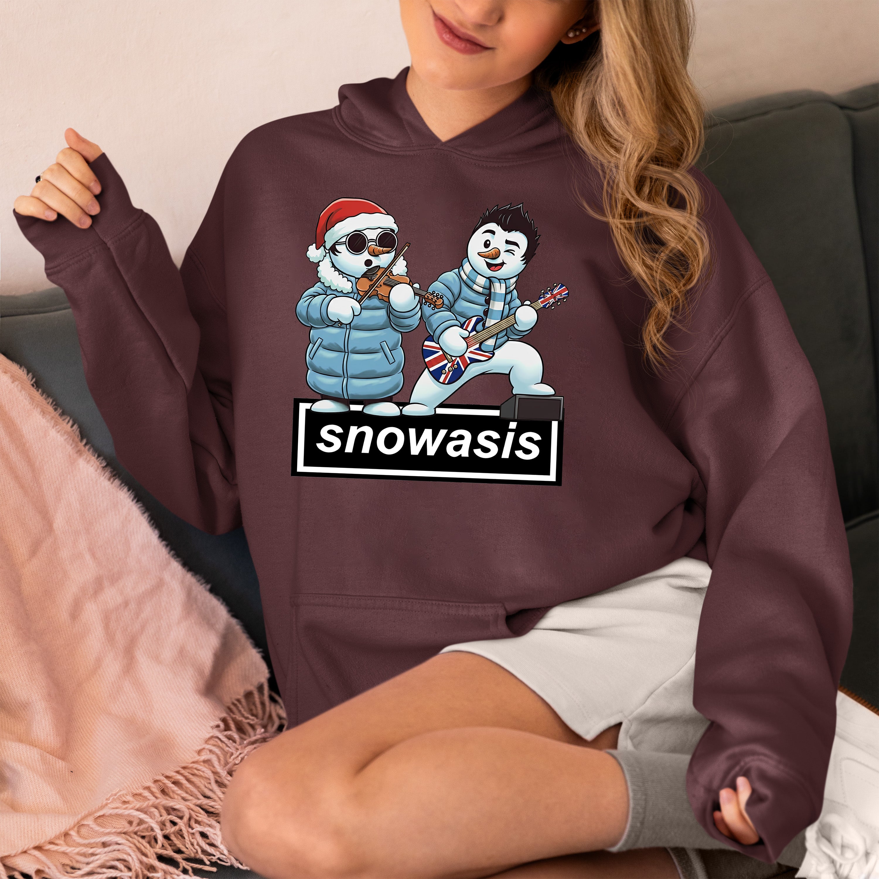 Snowasis Violin Gutar Winking Christmas Charm - Festive Music Gift Hoodie
