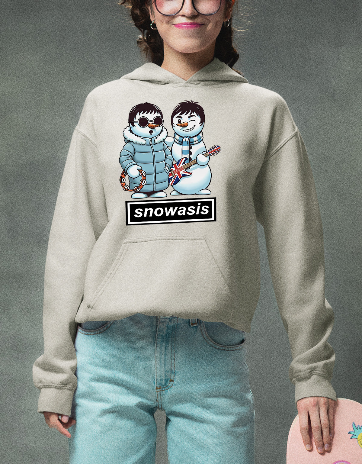 Snowasis Snowmen Guitar Christmas Charm - Whimsical Holiday Keepsake Hoodie