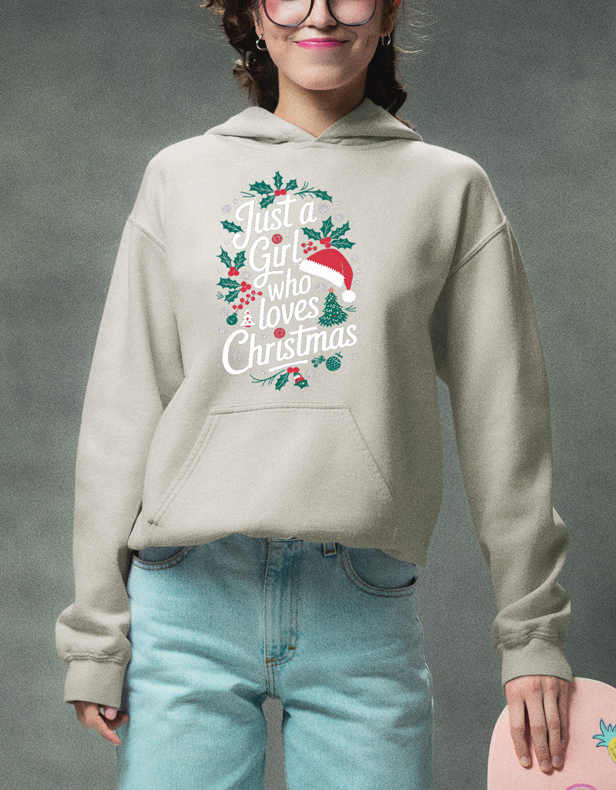 Just a Girl Who Loves Christmas - Festive, Cozy Christmas Theme for Her - Holiday Cheer Keepsake Accessory Hoodie