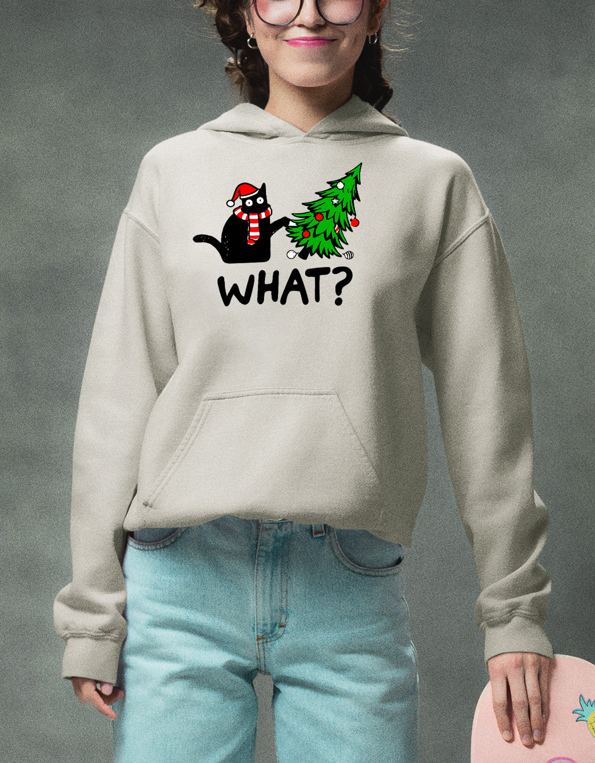 What Cat Says at Christmas - Funny Kitty Gift for Cat Lovers, Holiday Humor, Whiskers & Paws, Cozy Christmas Cheer Hoodie