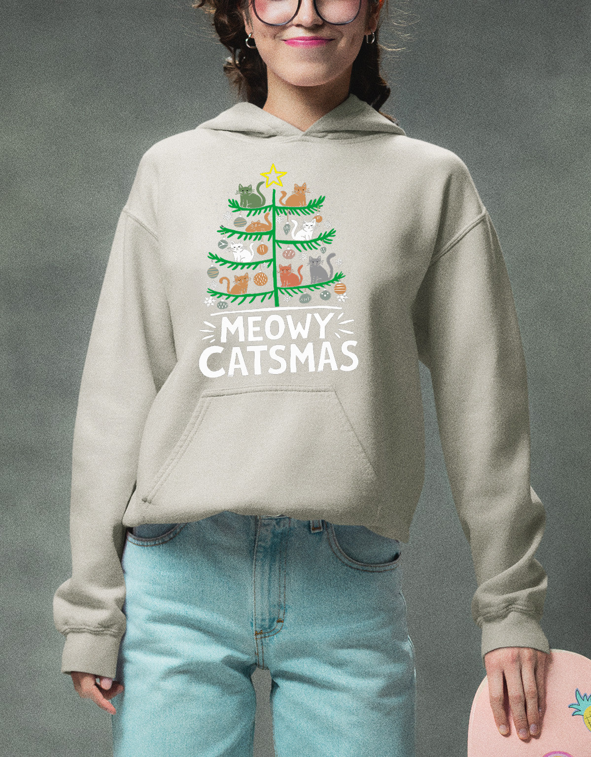Meowy Catmas Tree - Festive Christmas Gift for Cat Lovers, Holiday Keepsake Hoodie
