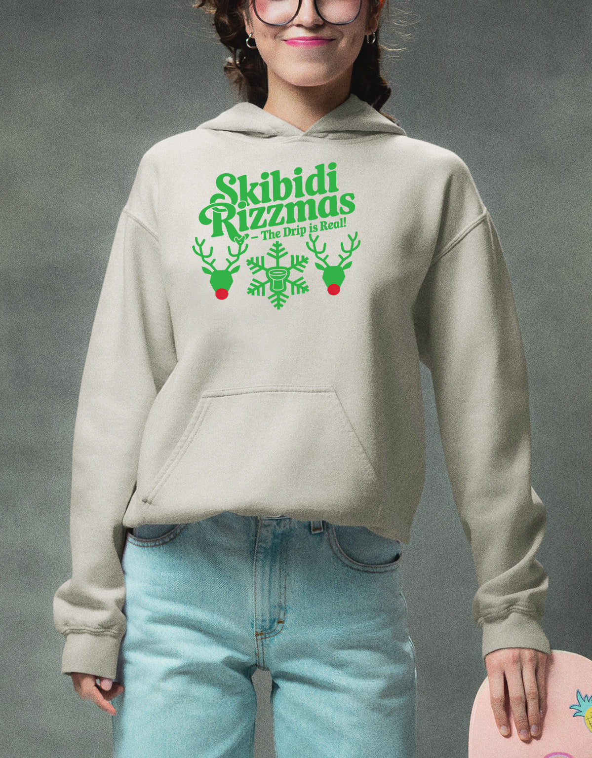 Skibidi Rizzman Christmas Character - Festive Holiday Cheer for Fans, Whimsical Seasonal Gift Idea Hoodie