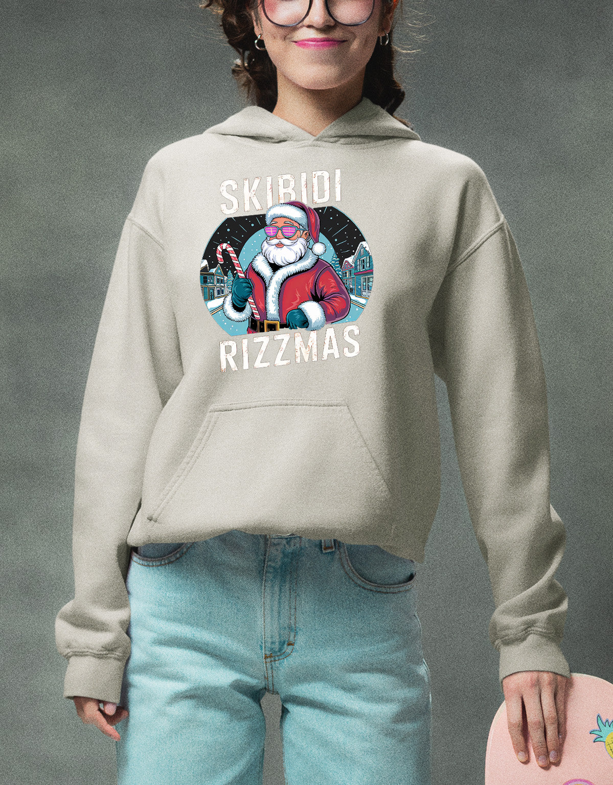 Skibidi Rizzman Santa Christmas Edition - Hilarious Pop Culture Gift Idea for Holidays, Festive Cheer Hoodie