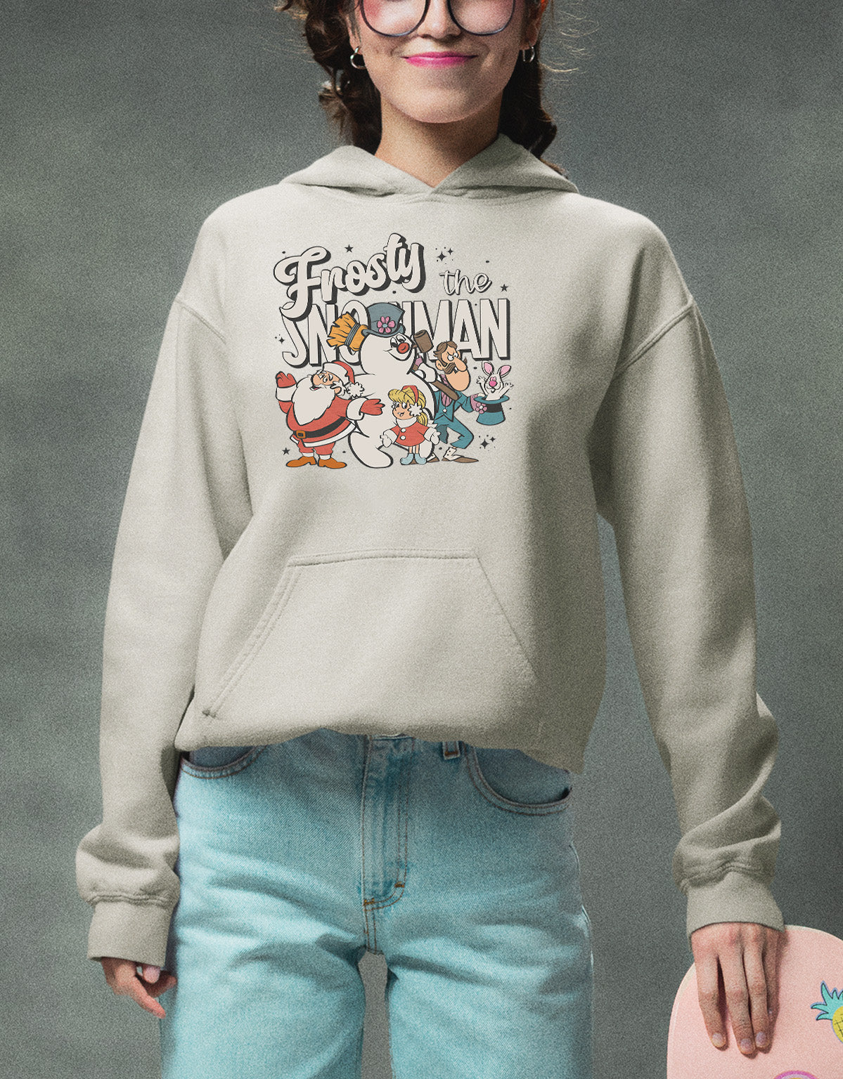 Frosty Snowman Christmas Theme Artwork, Cozy Winter Holiday Gift Idea, Seasonal Frosty Illustration Hoodie