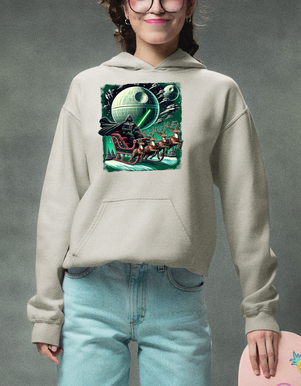 Star Wars Death Star Christmas Light Saber Holiday Galaxy Gift Idea for Sci-Fi Fans Hoodie