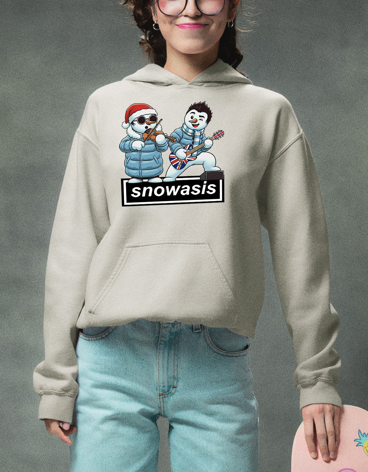 Snowasis Violin Gutar Winking Christmas Charm - Festive Music Gift Hoodie