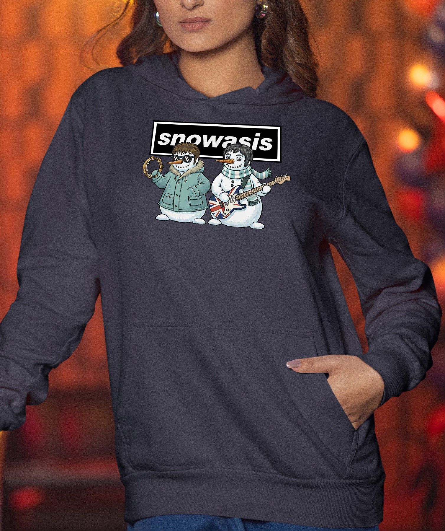 Snowasis Snowmen Guitar Christmas Keepsake - Handmade Whimsical Holiday Sculpture Gift Idea Hoodie