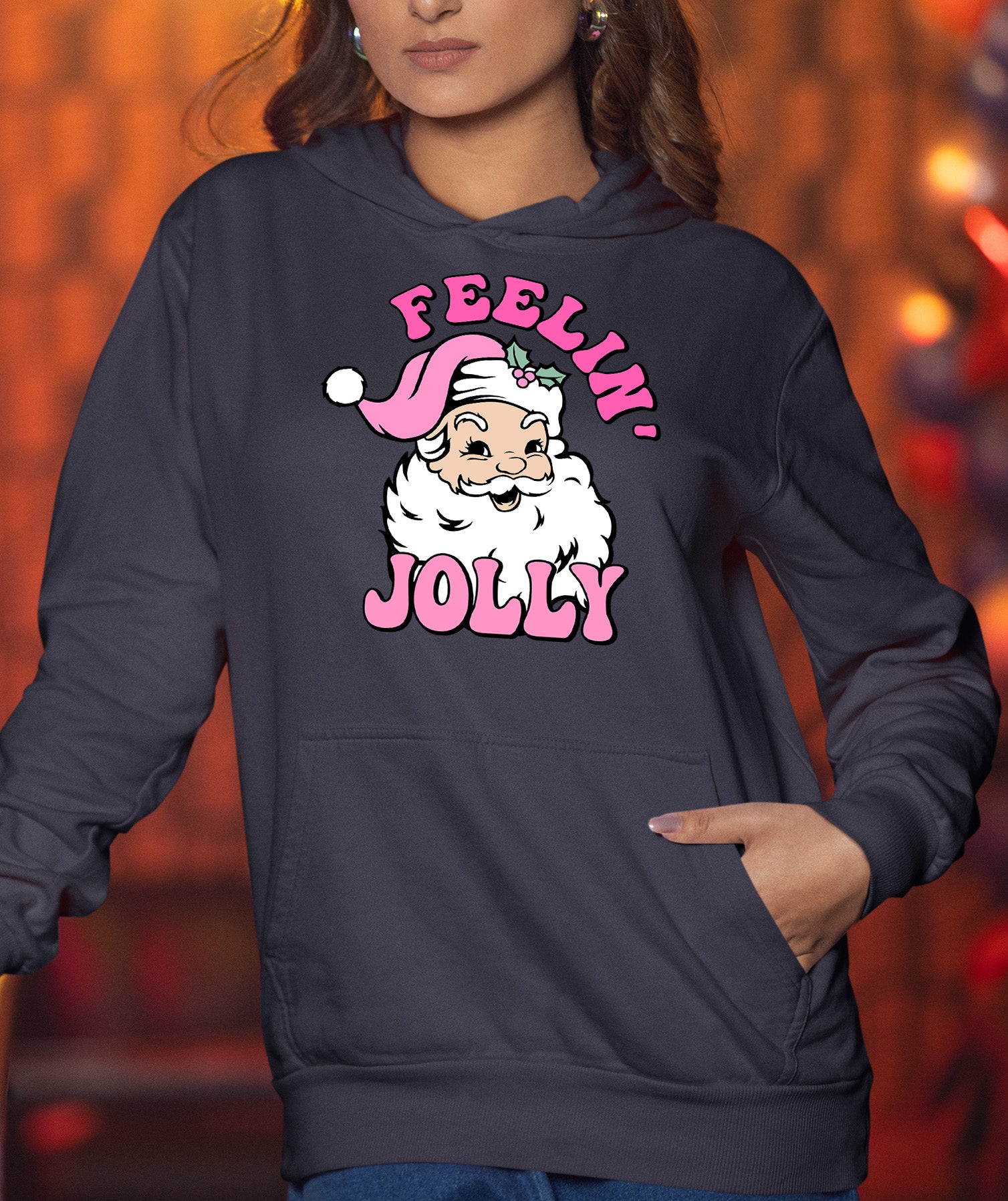 Feelin Jolly Christmas Theme for Festive Lovers - Cozy Seasonal Gift Idea Hoodie