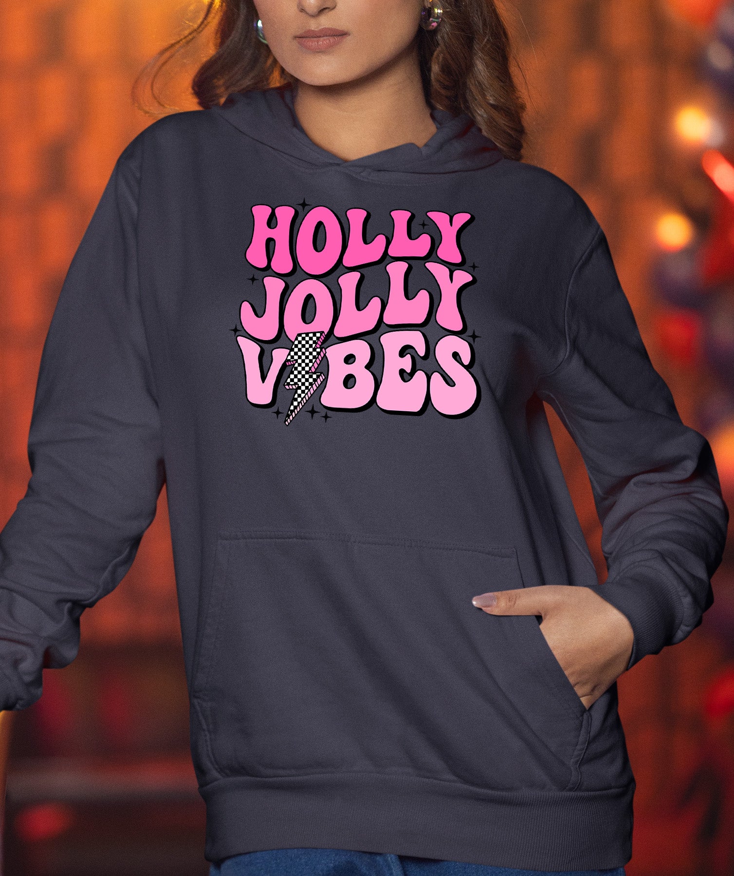 Holly Jolly Vibes Christmas Mood - Festive Seasonal Cheer, Cozy Holiday Spirit, Gift Idea for Winter Nights Hoodie
