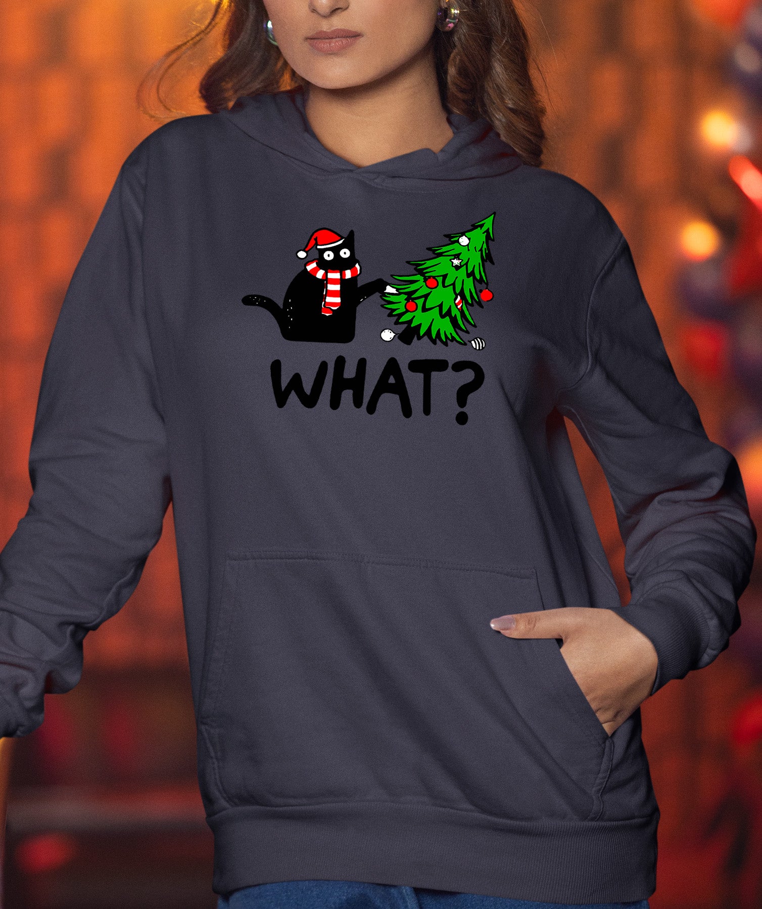 What Cat Says at Christmas - Funny Kitty Gift for Cat Lovers, Holiday Humor, Whiskers & Paws, Cozy Christmas Cheer Hoodie