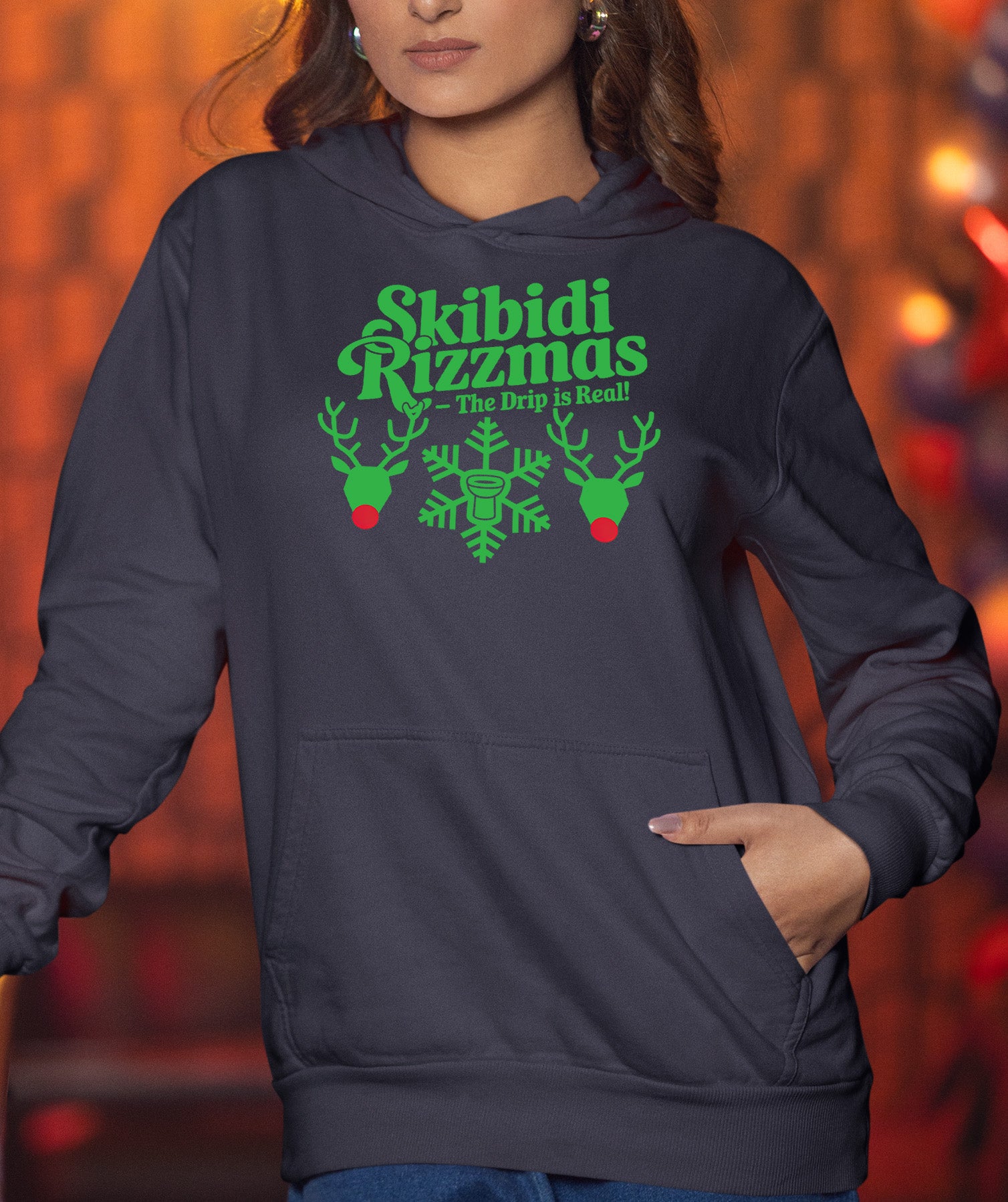Skibidi Rizzman Christmas Character - Festive Holiday Cheer for Fans, Whimsical Seasonal Gift Idea Hoodie