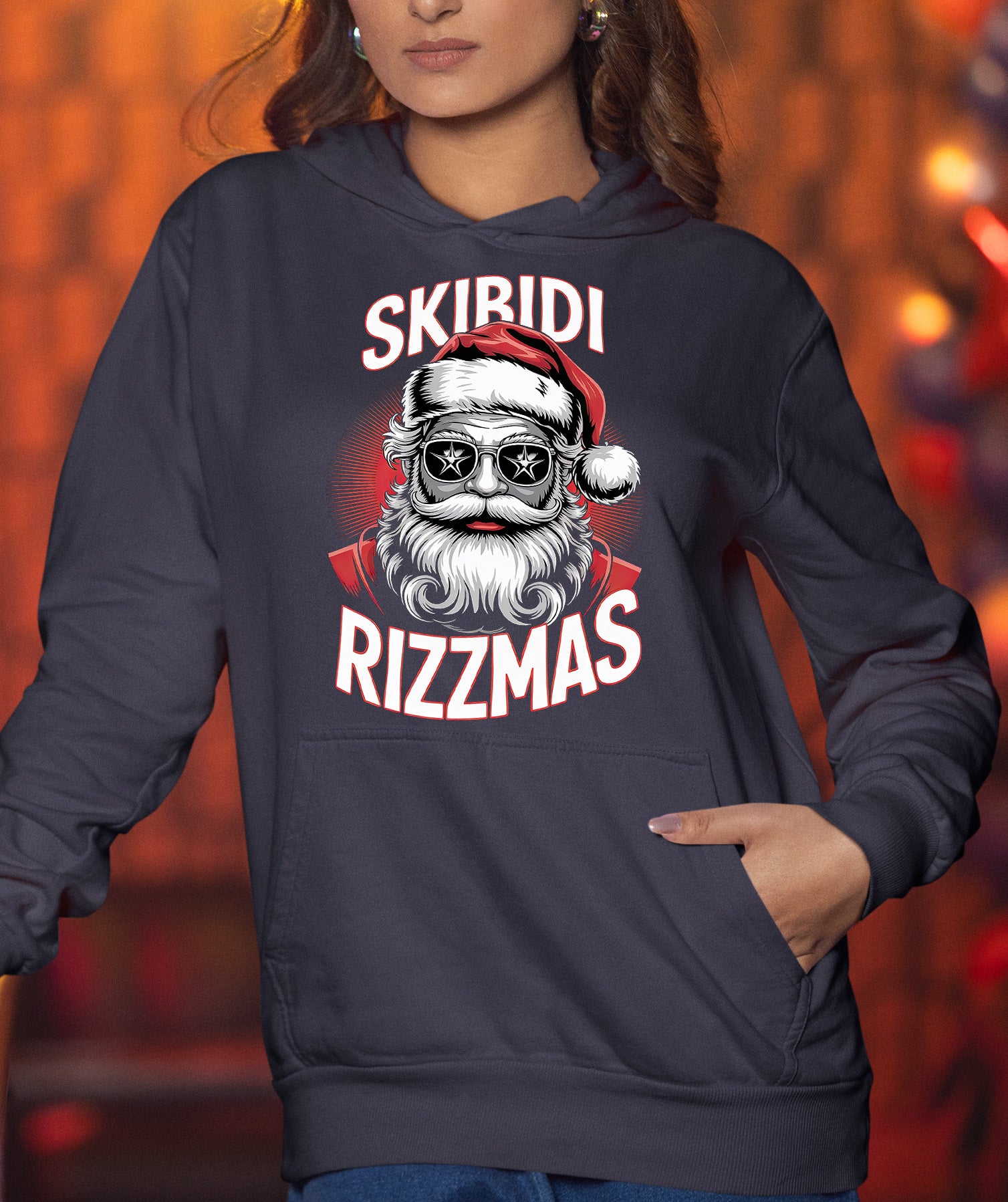 Skibidi Rizzmass Grovey Santa Christmas Spirit Gift Idea for Pop Culture Fans Hoodie