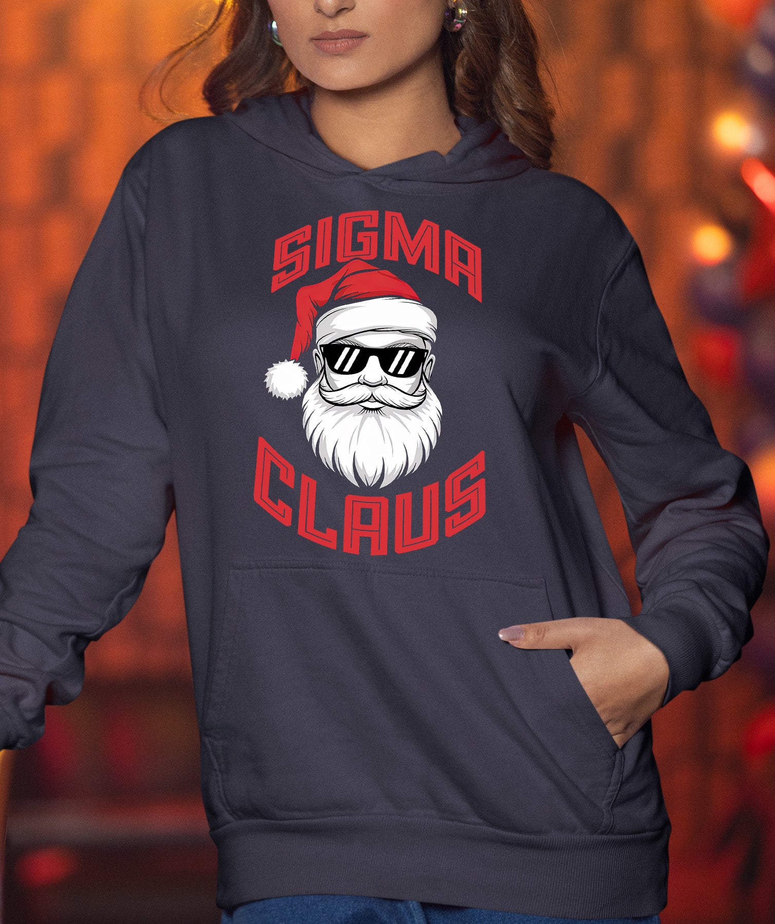 Sigma Claus Christmas Santa Illustration - Festive Holiday Artwork for Seasonal Cheer Hoodie